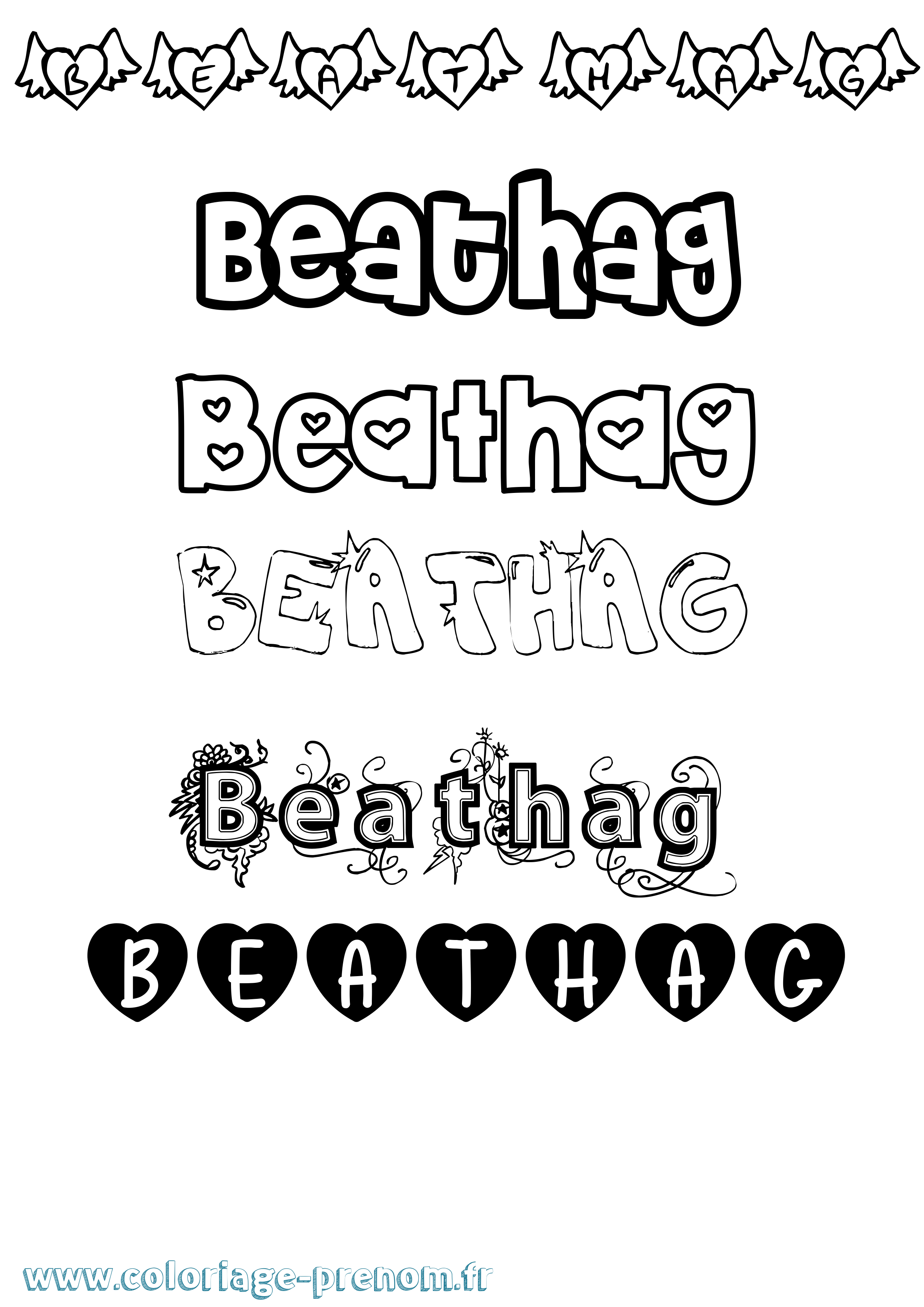 Coloriage prénom Beathag Girly