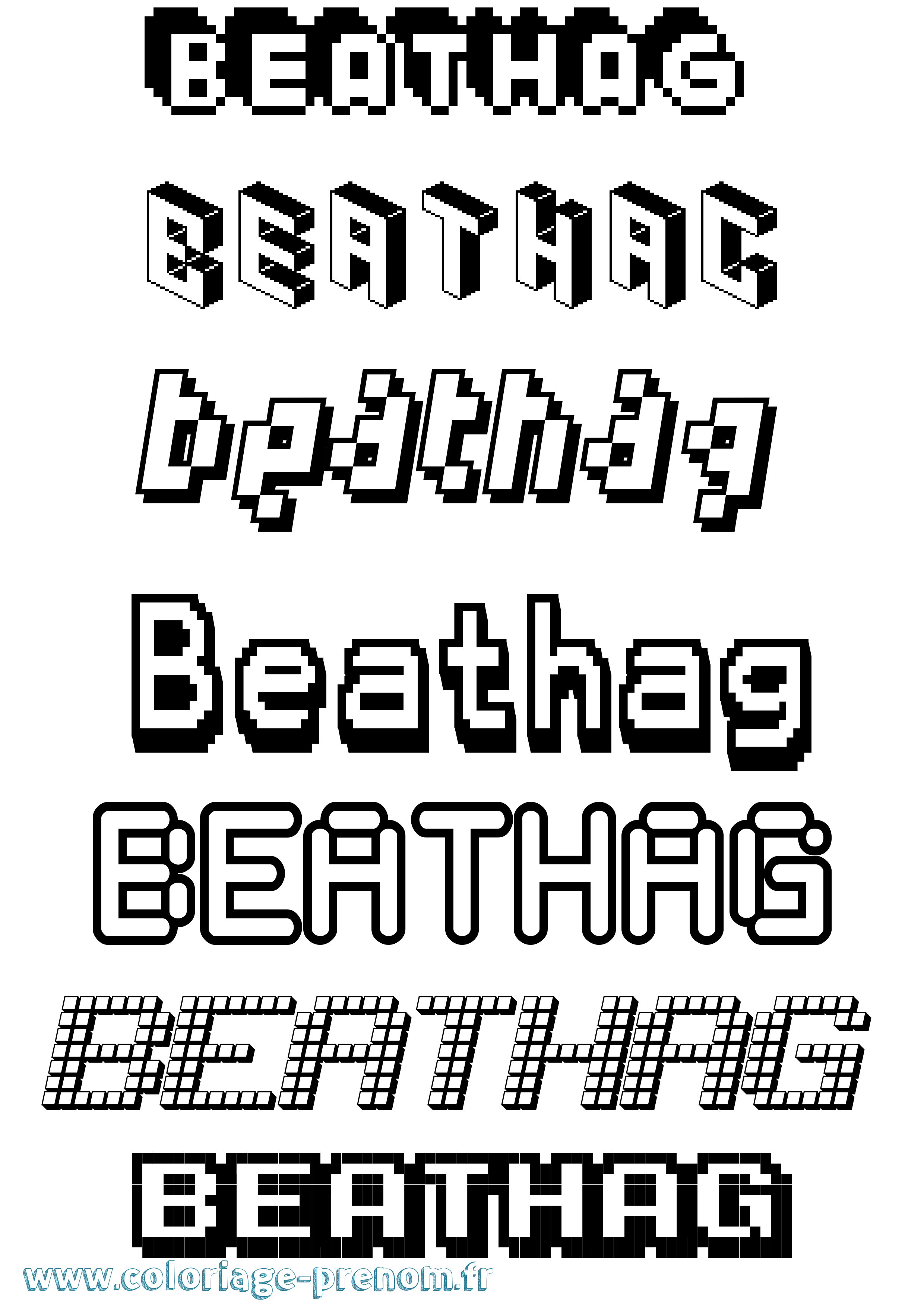 Coloriage prénom Beathag Pixel