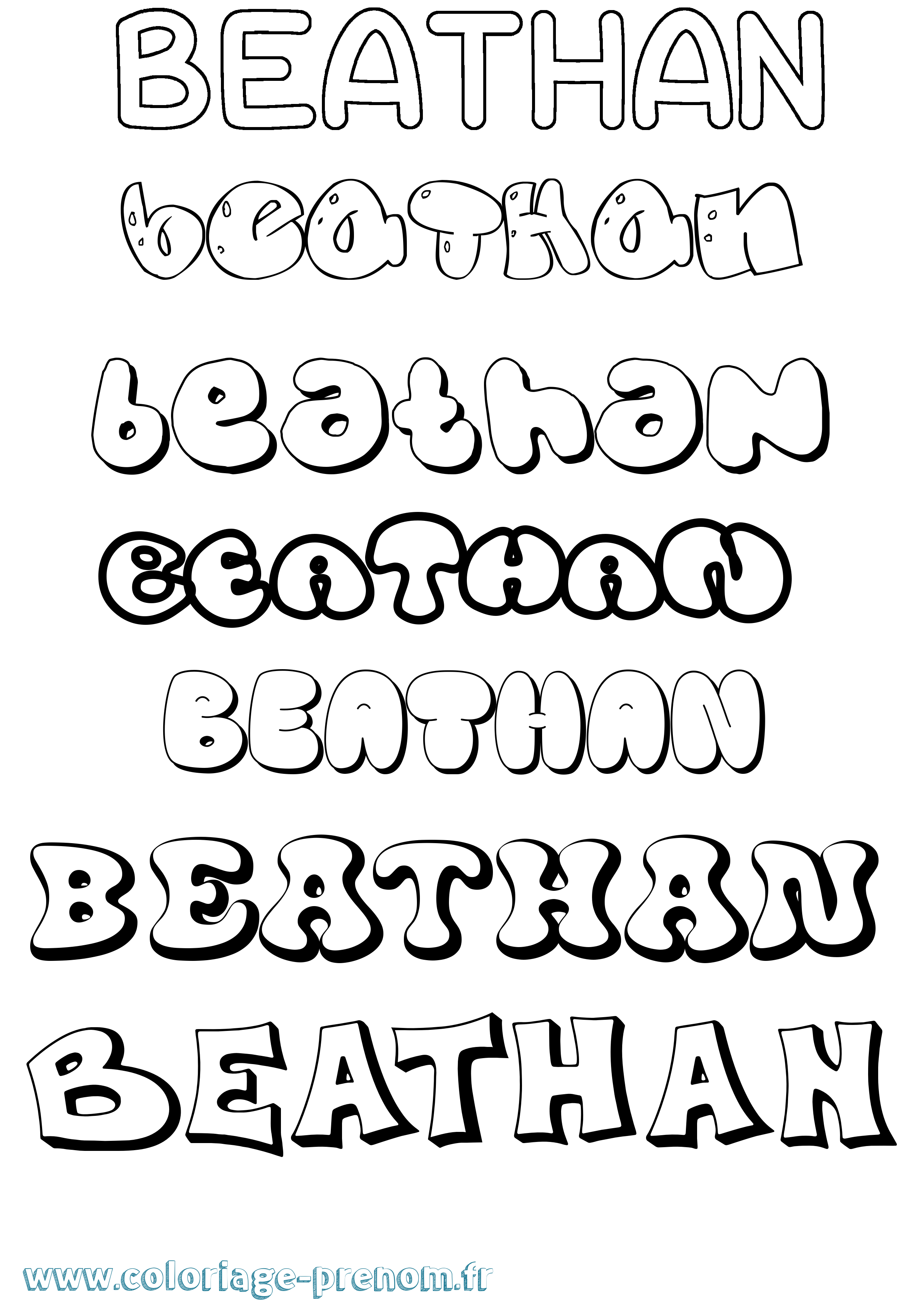 Coloriage prénom Beathan Bubble
