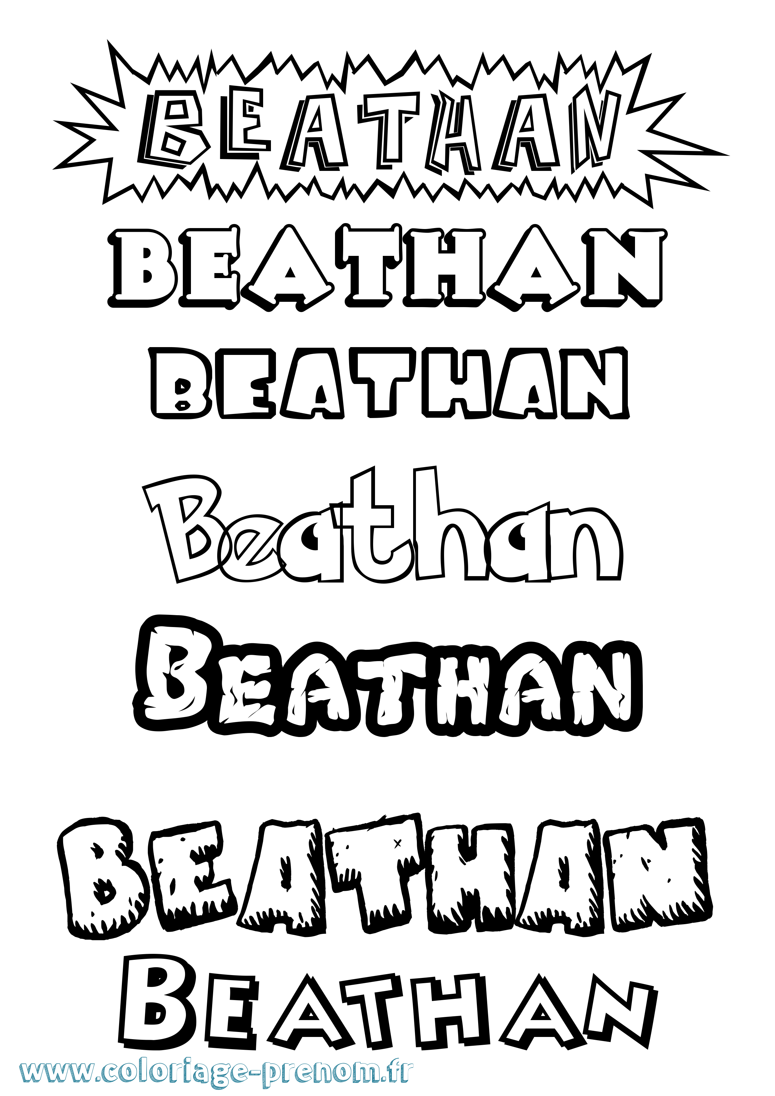 Coloriage prénom Beathan Dessin Animé