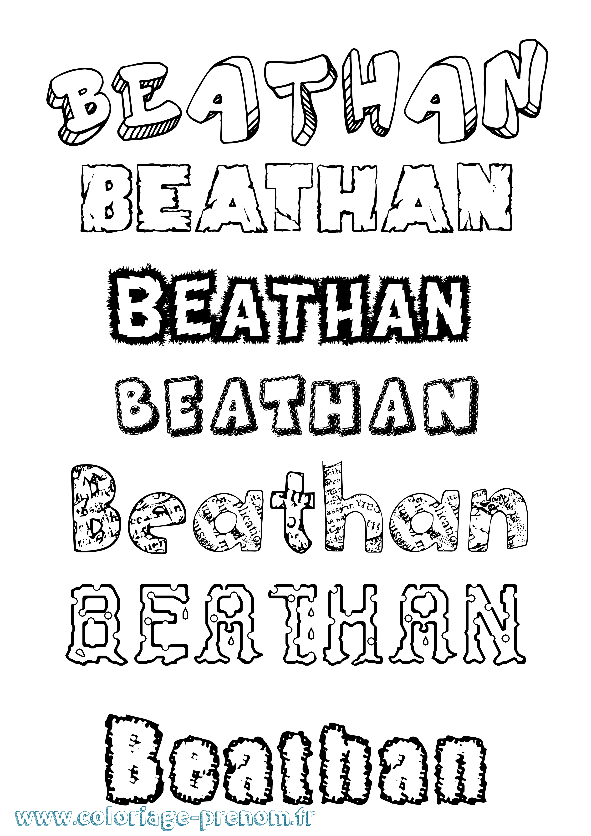 Coloriage prénom Beathan Destructuré