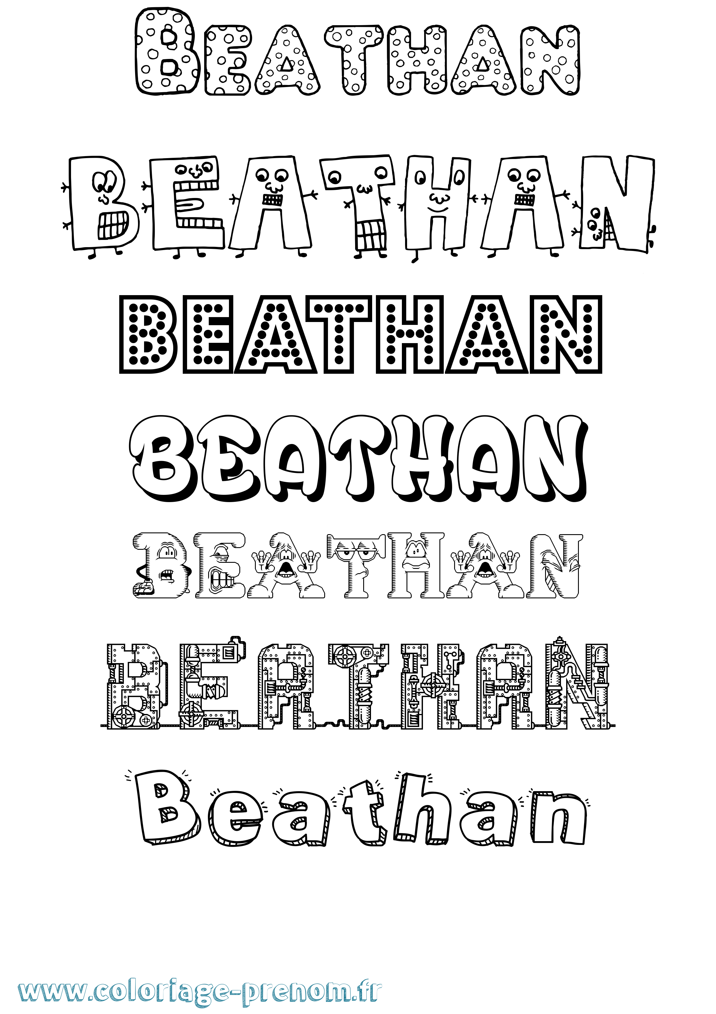 Coloriage prénom Beathan Fun