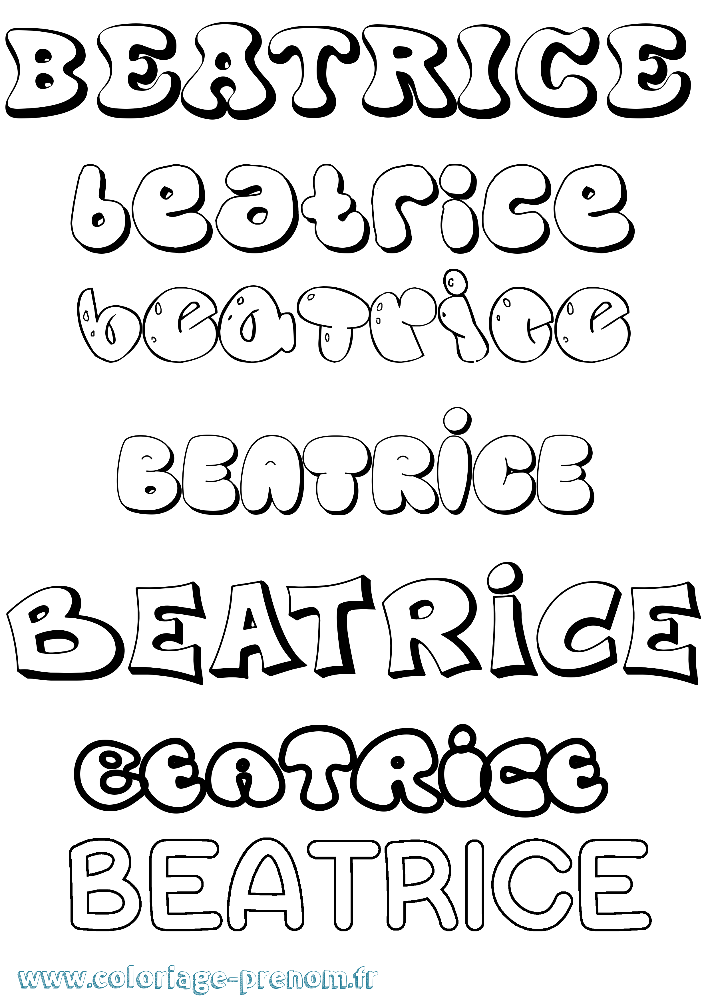 Coloriage prénom Beatrice Bubble