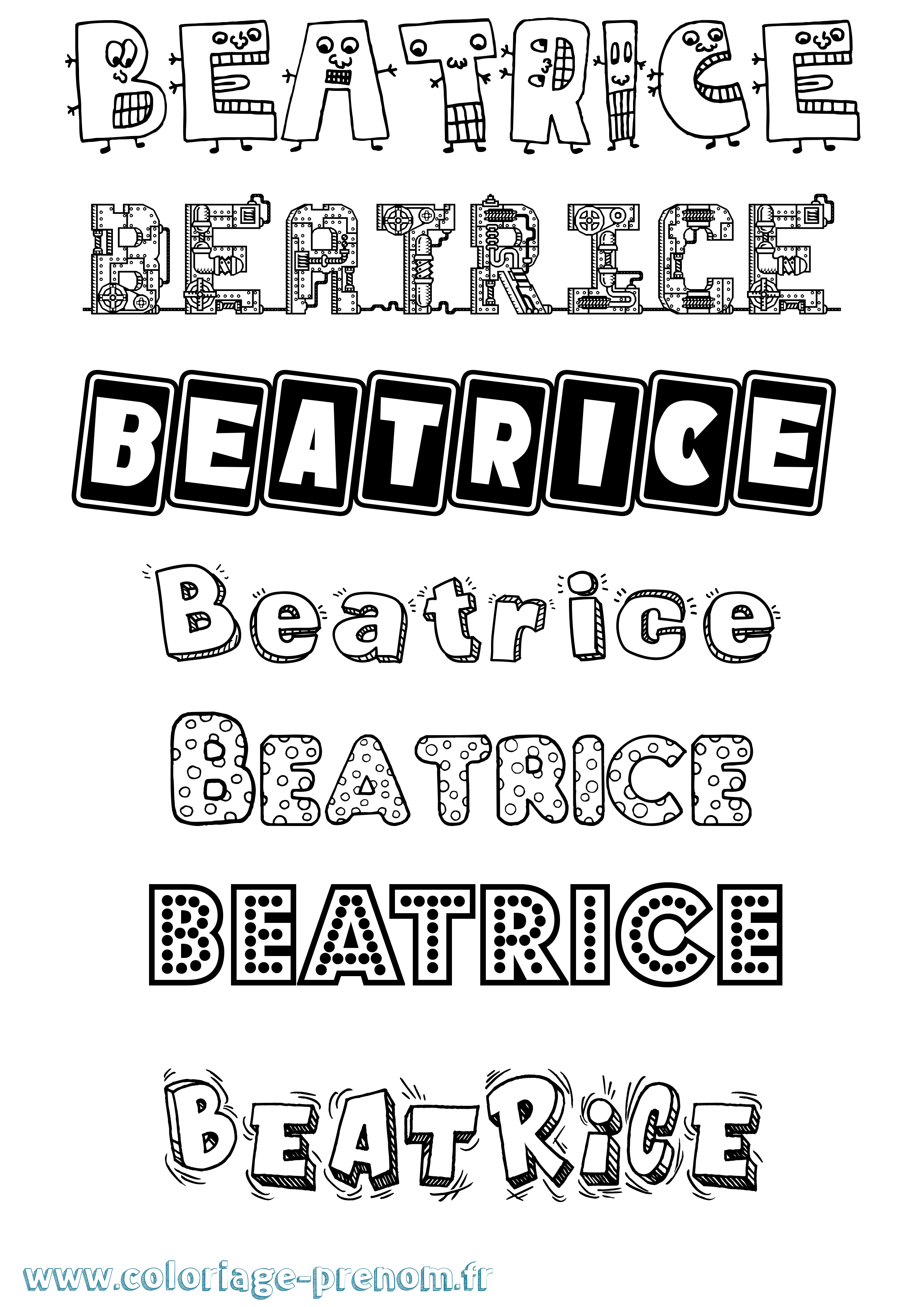 Coloriage prénom Beatrice Fun