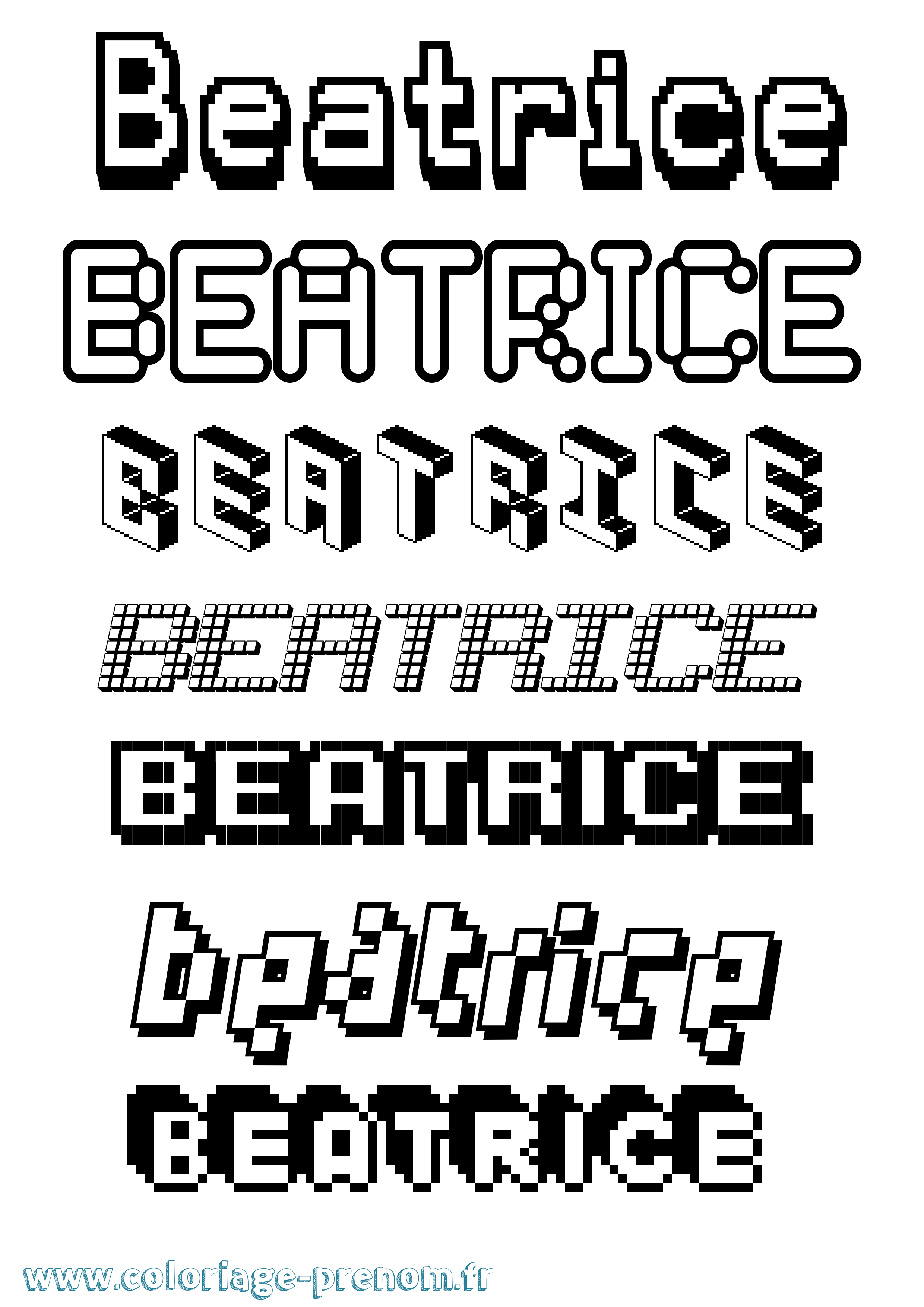 Coloriage prénom Beatrice Pixel