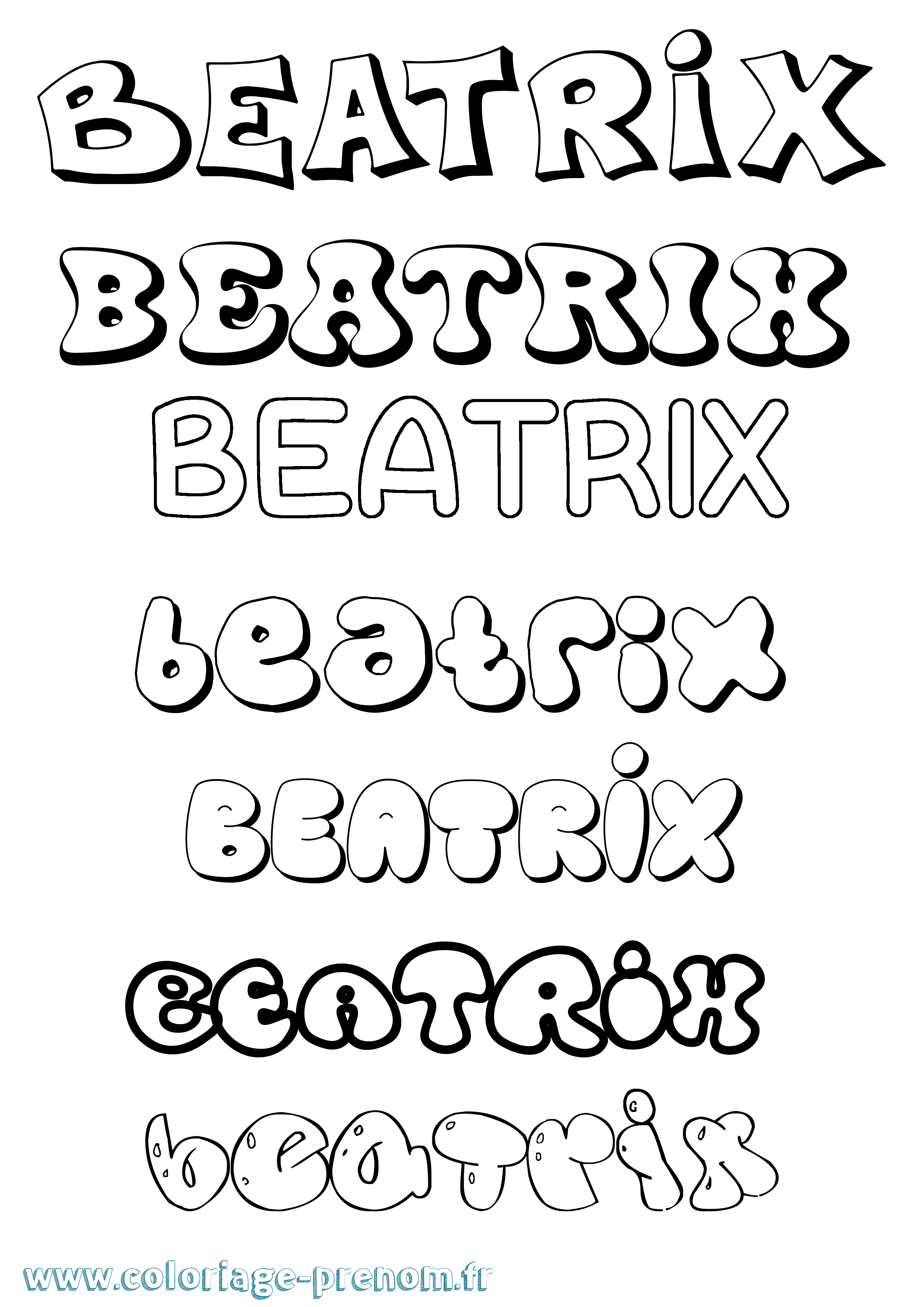 Coloriage prénom Beatrix Bubble