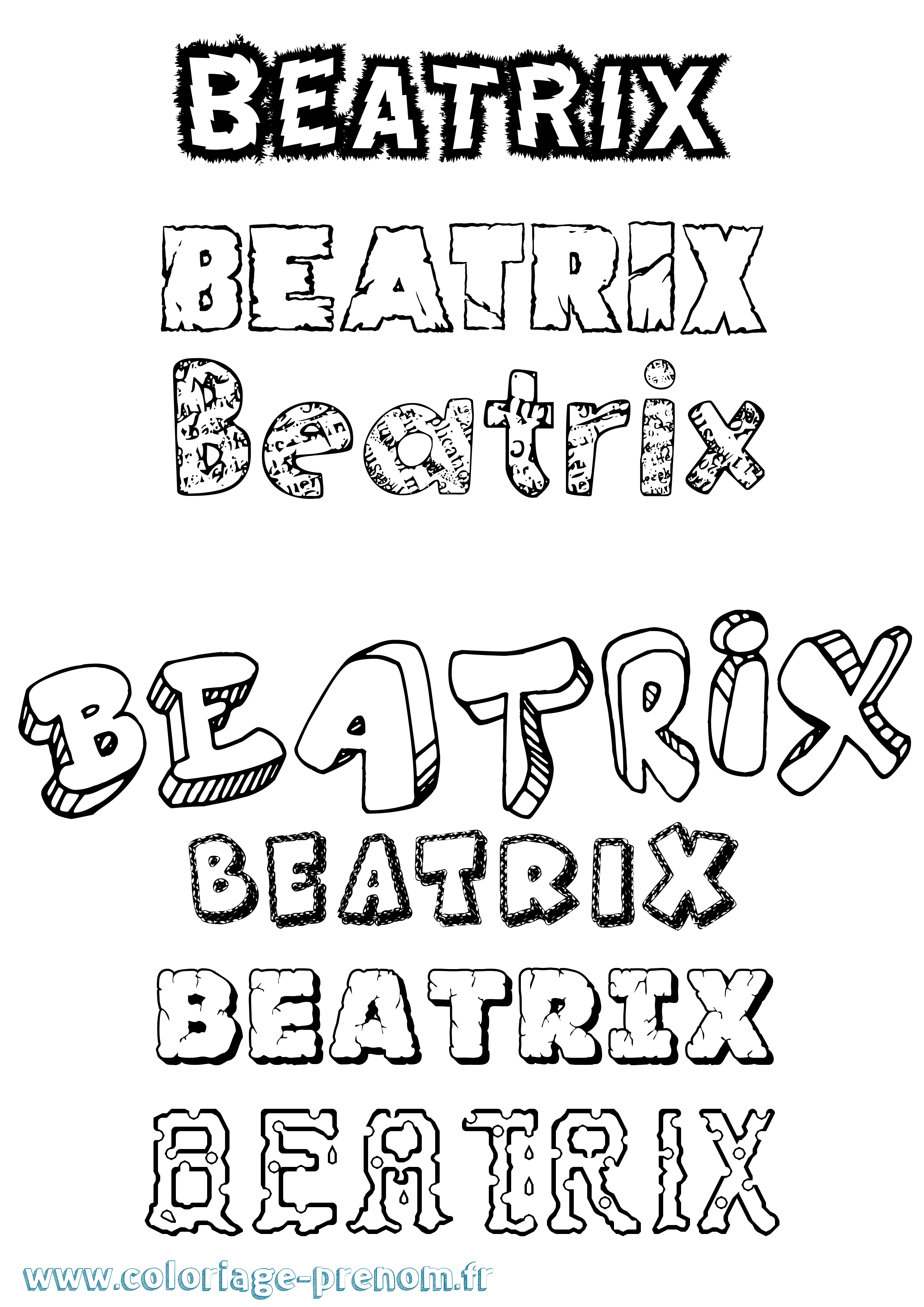 Coloriage prénom Beatrix Destructuré