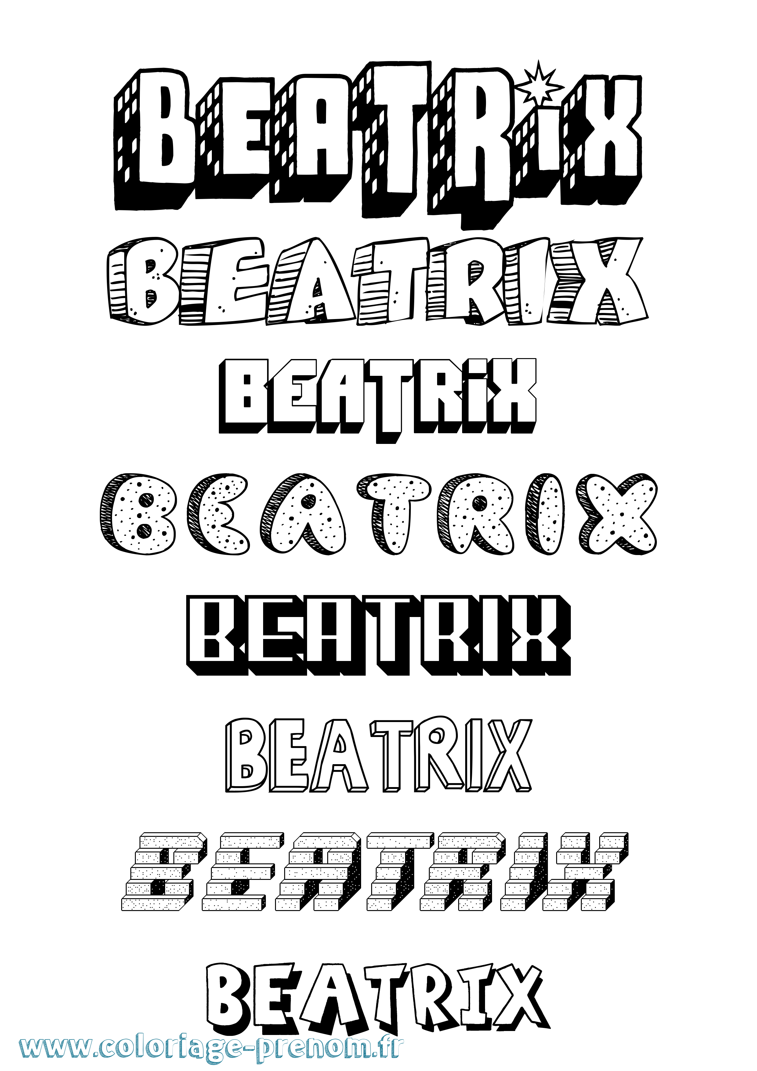 Coloriage prénom Beatrix Effet 3D