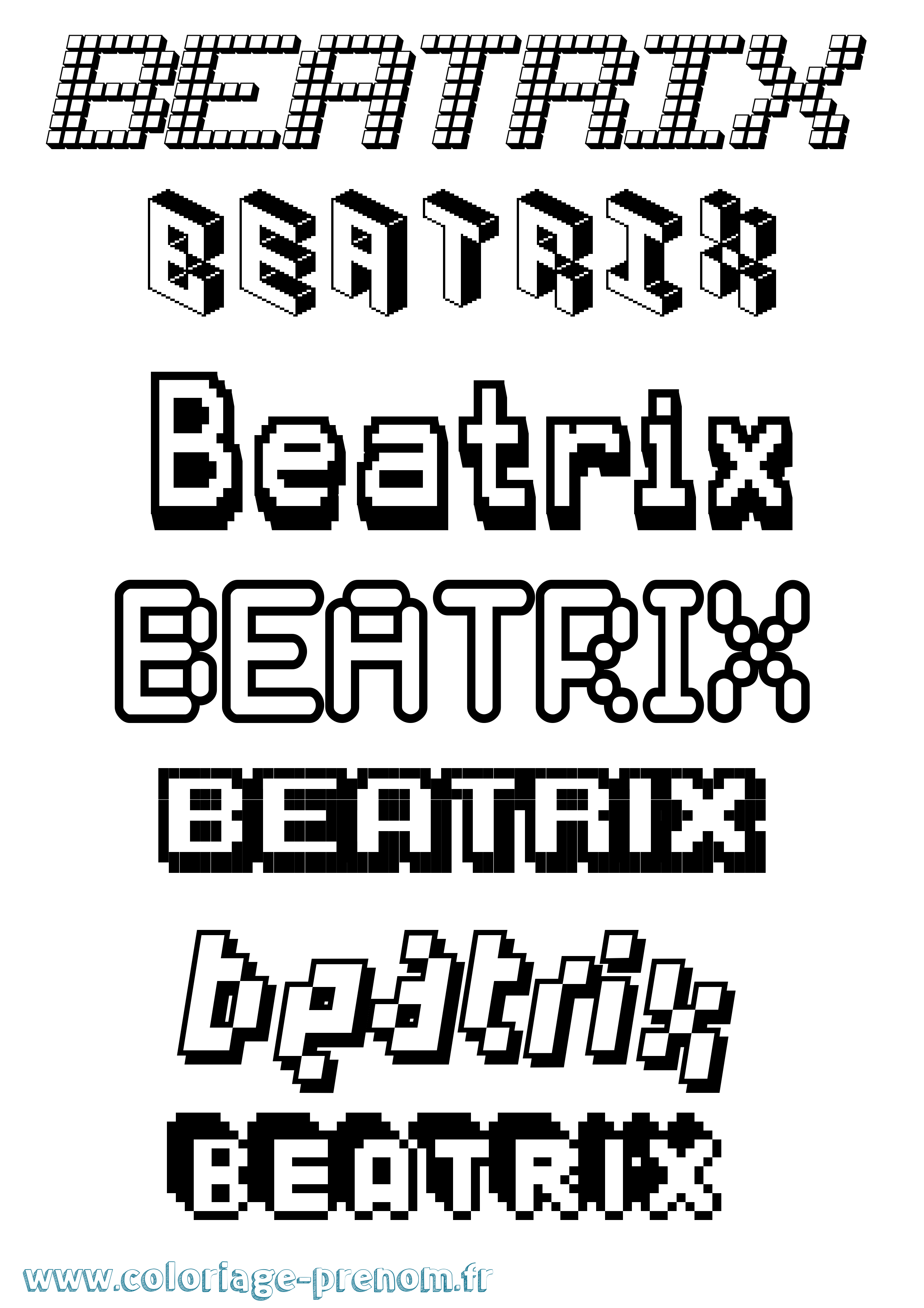 Coloriage prénom Beatrix Pixel