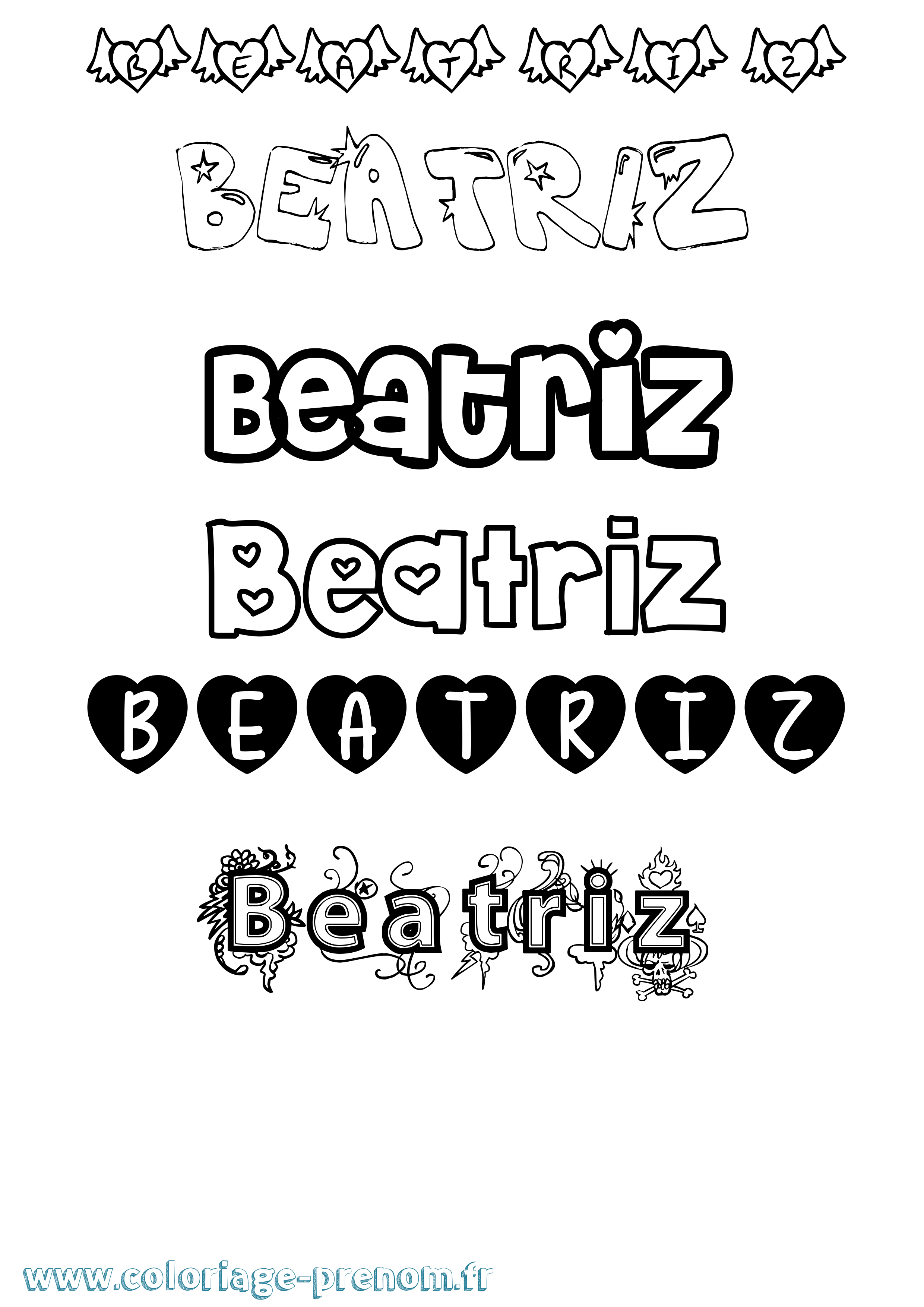 Coloriage prénom Beatriz Girly