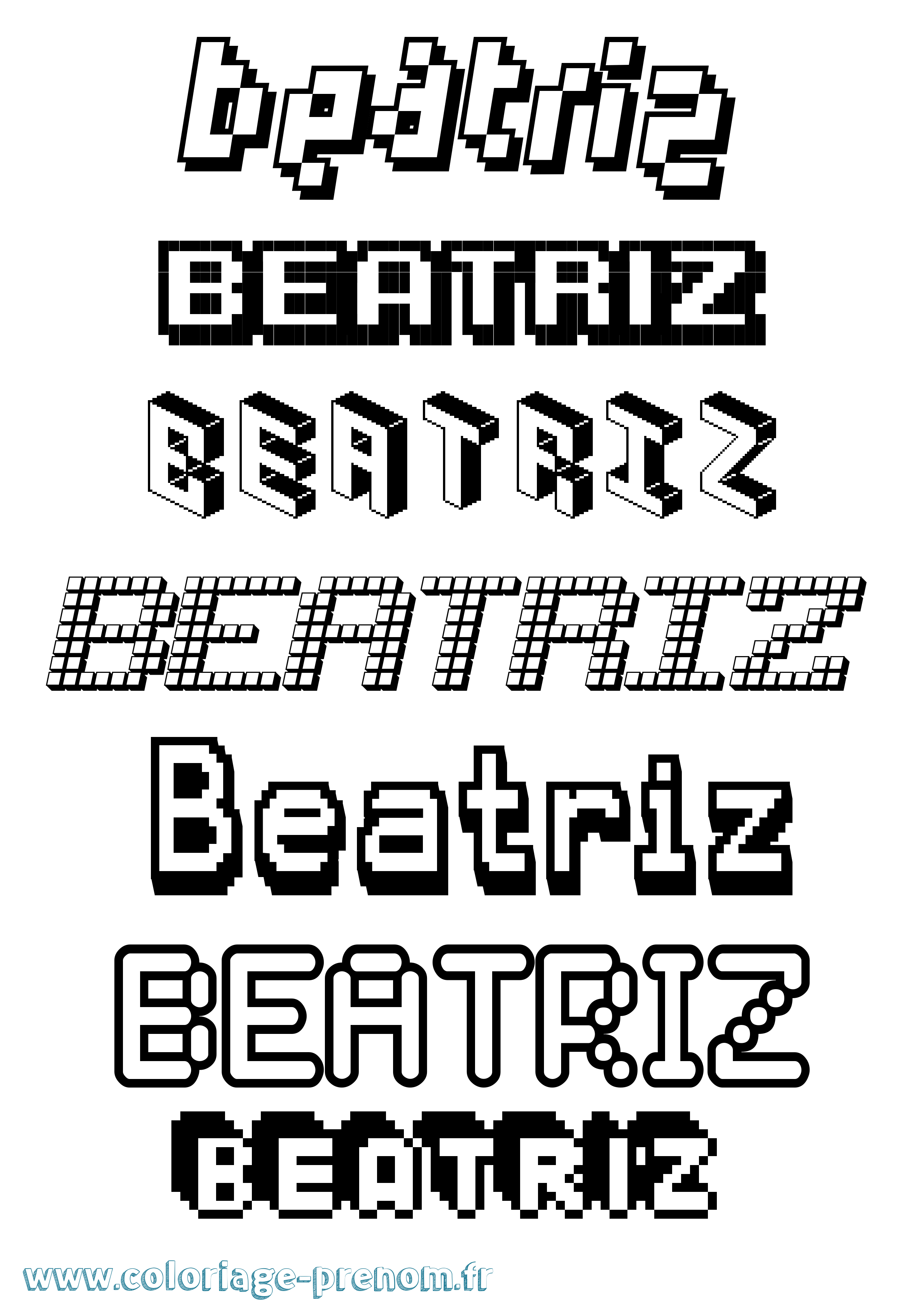 Coloriage prénom Beatriz Pixel