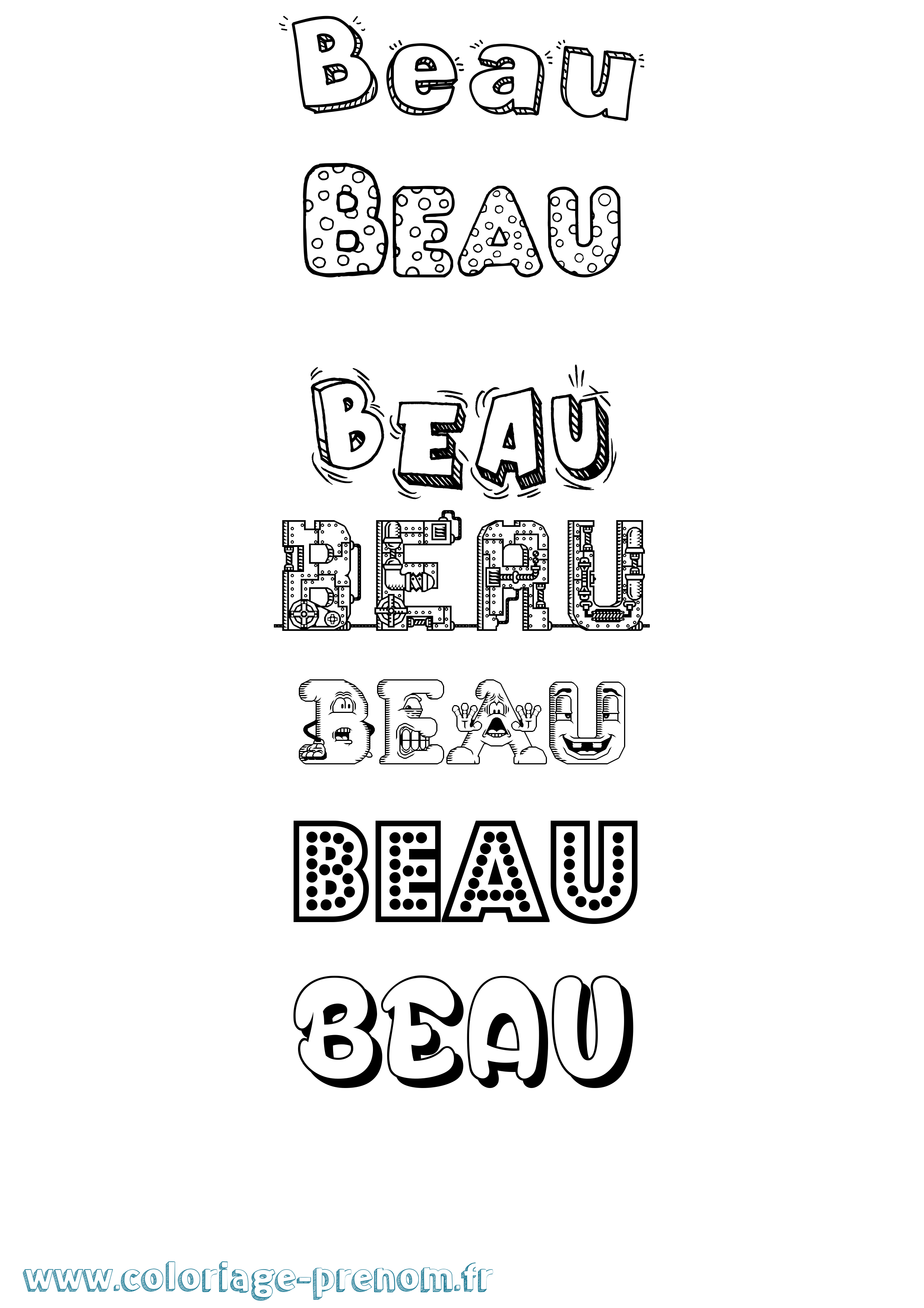 Coloriage Beau Fun Coloriage prénom Beau Fun