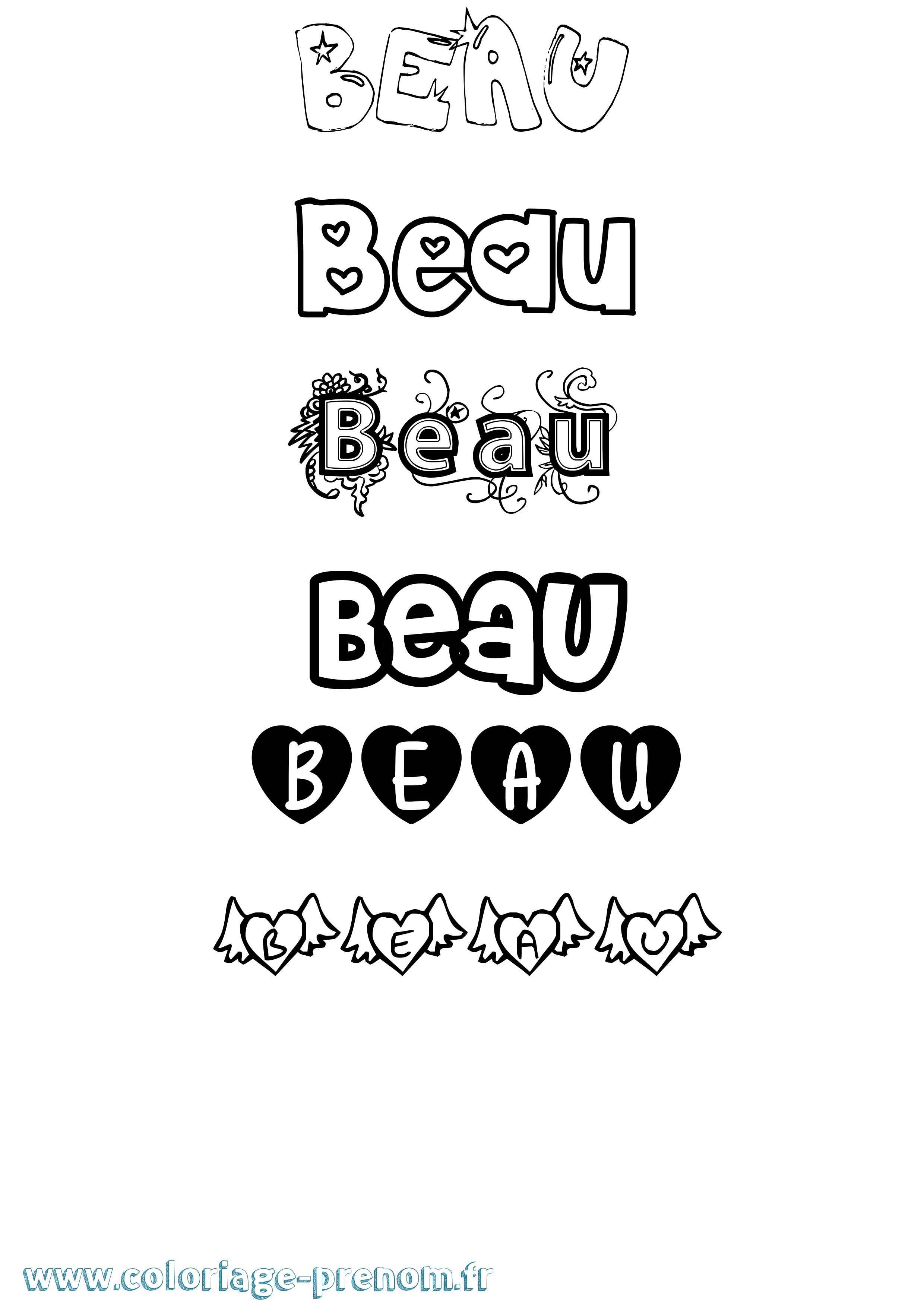 Coloriage Beau Girly Coloriage prénom Beau Girly