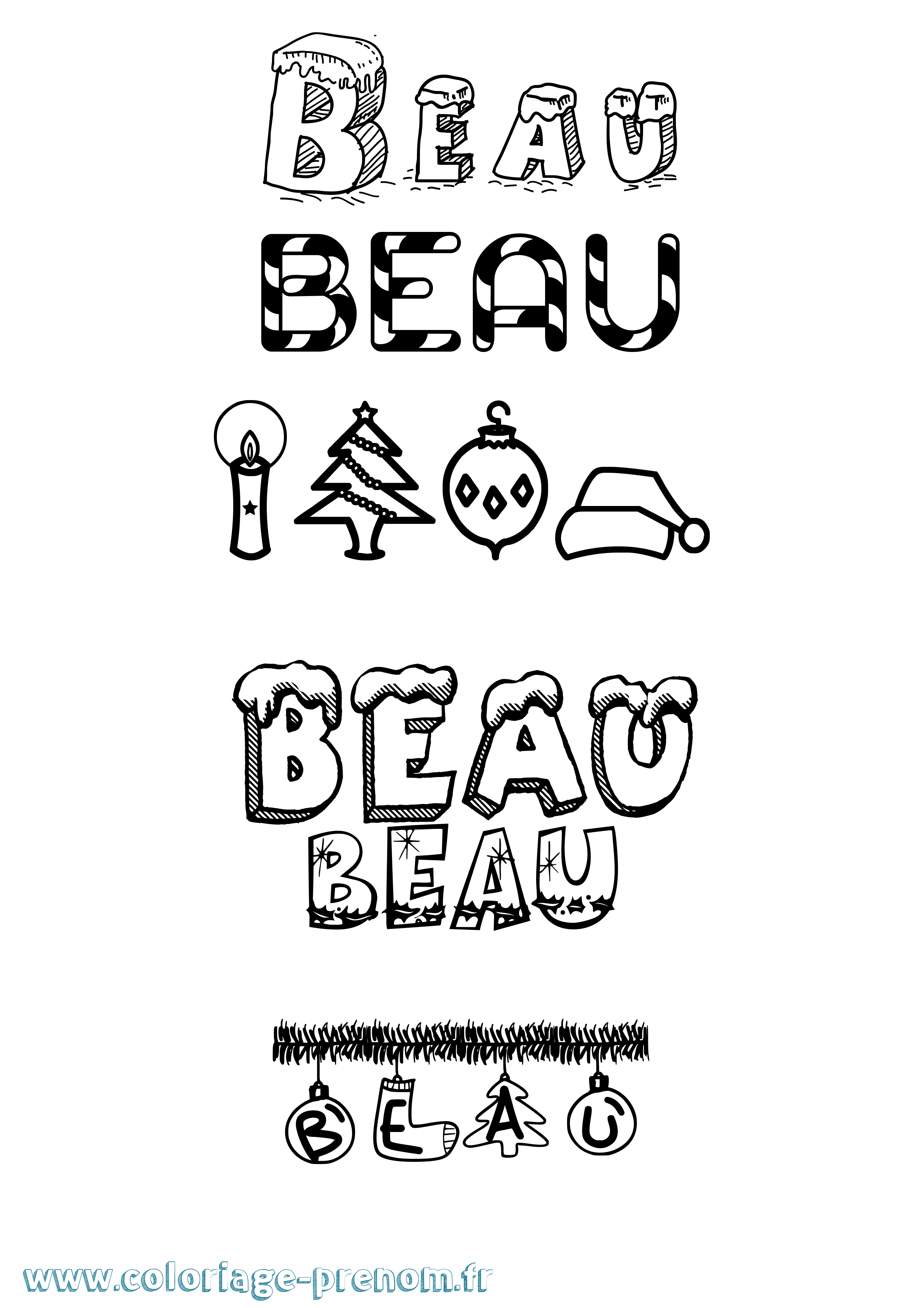 Coloriage Beau Noël Coloriage prénom Beau Noël