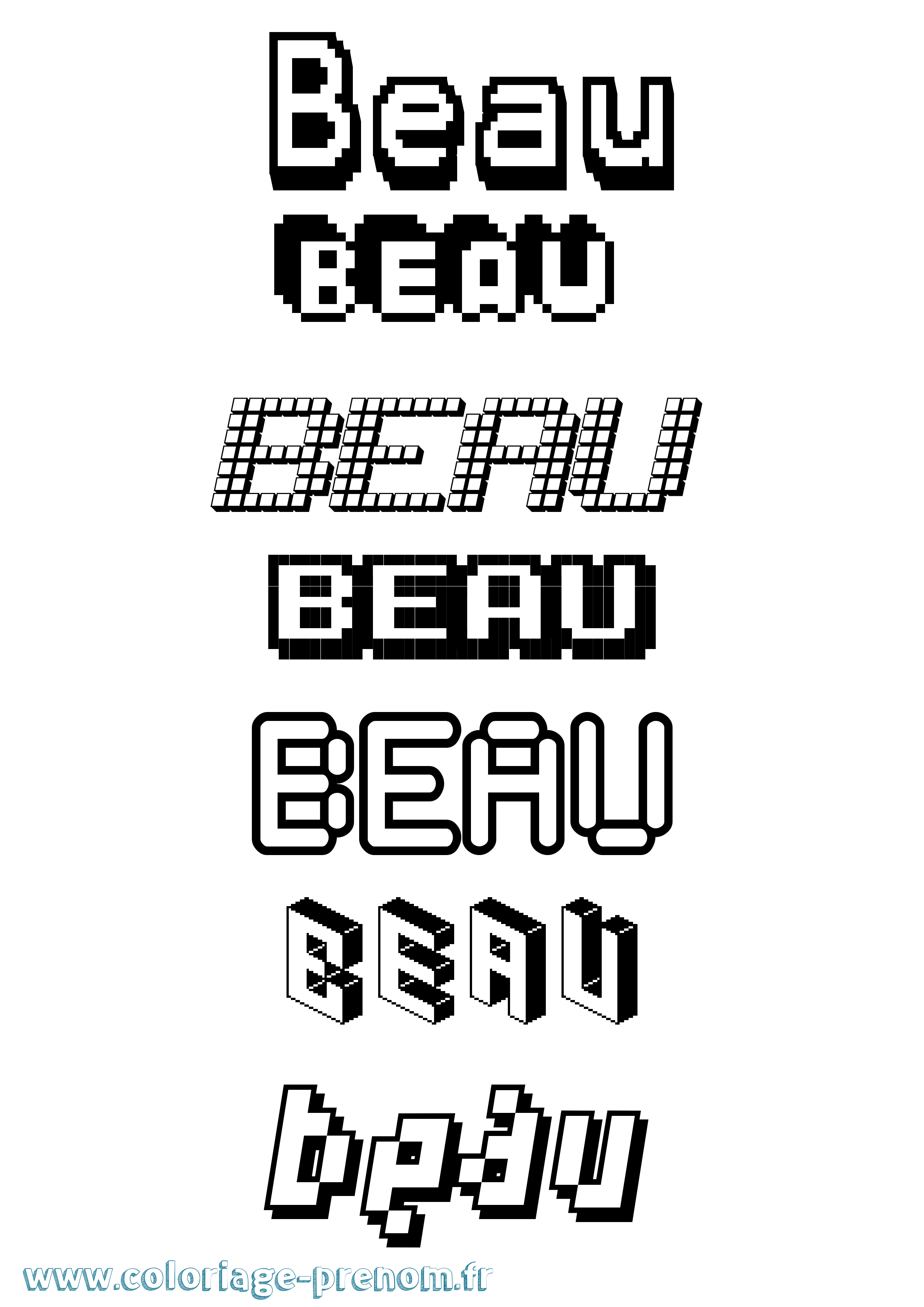 Coloriage Beau Pixel Coloriage prénom Beau Pixel