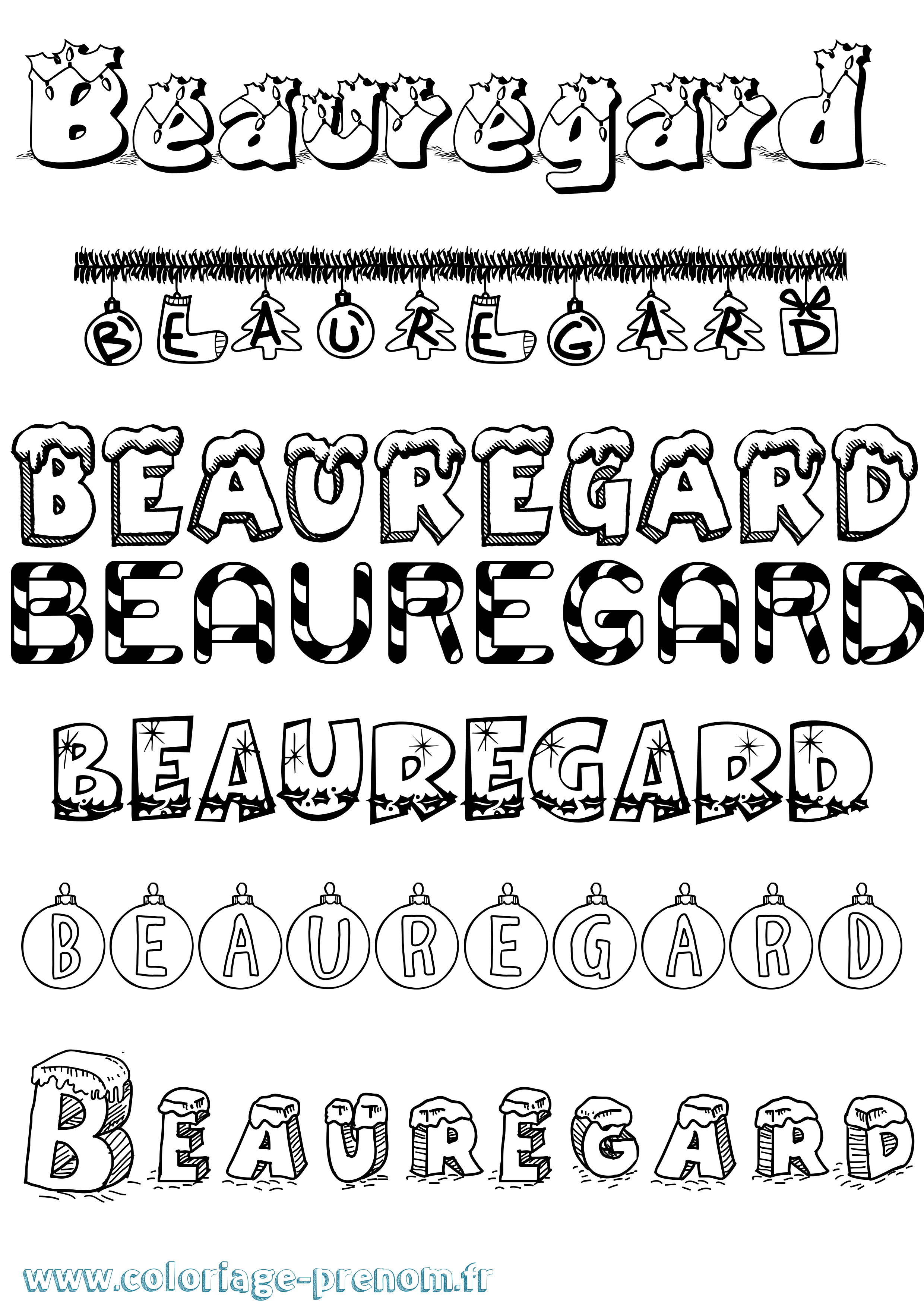 Coloriage prénom Beauregard Noël
