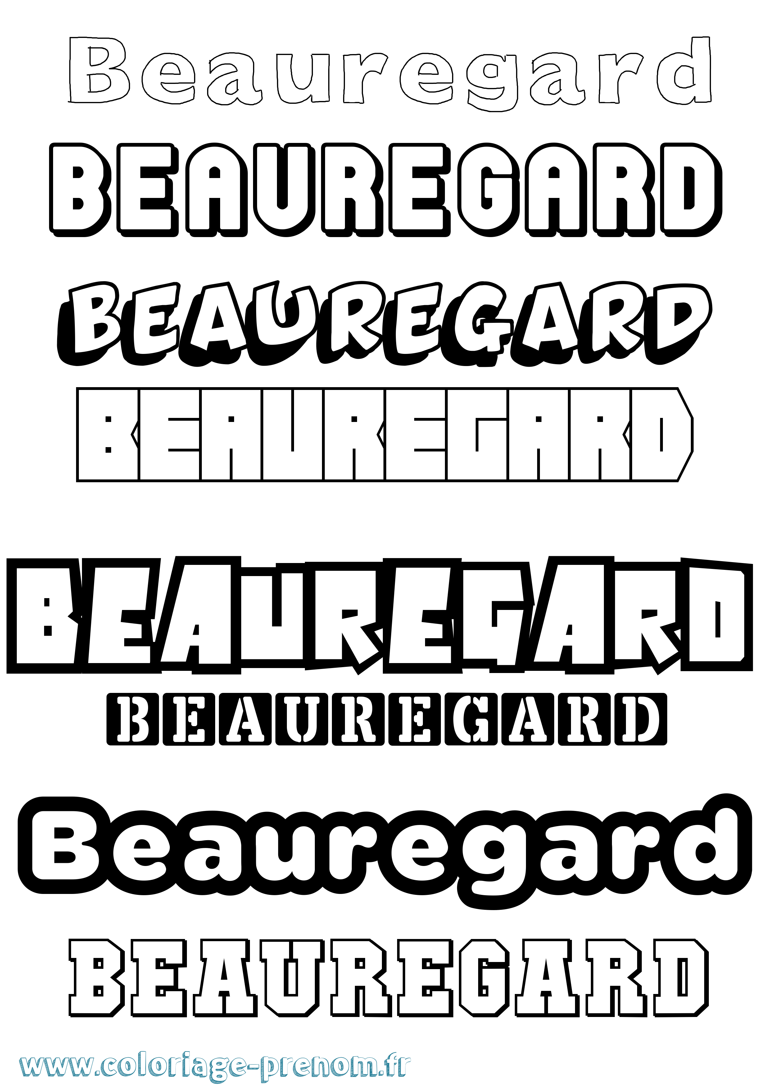 Coloriage prénom Beauregard Simple