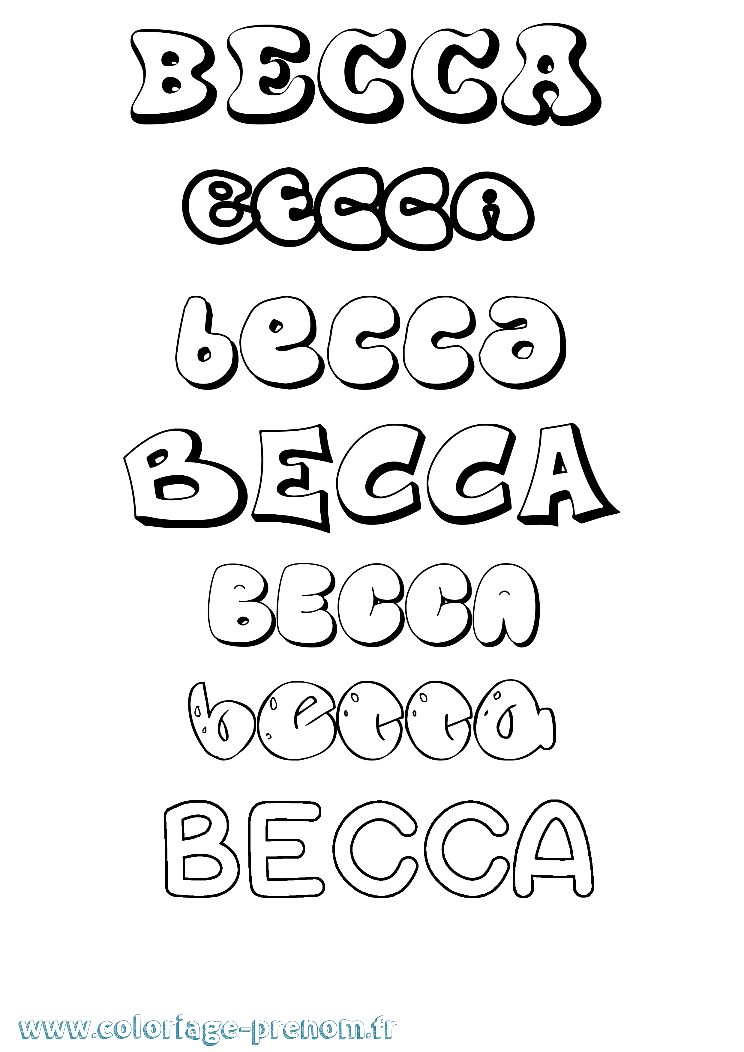 Coloriage Becca Bubble Coloriage prénom Becca Bubble