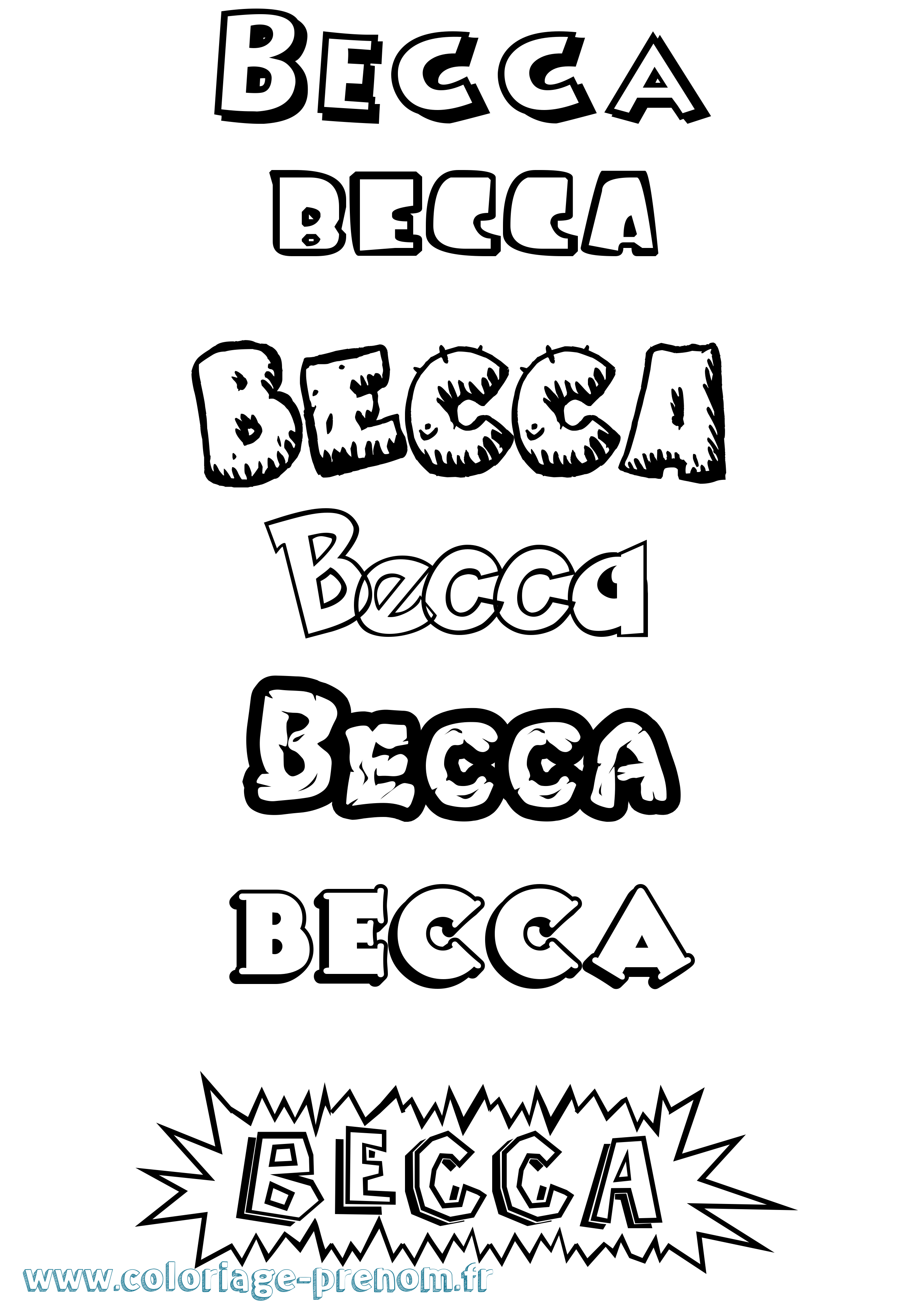 Coloriage Becca Dessin Animé Coloriage prénom Becca Dessin Animé