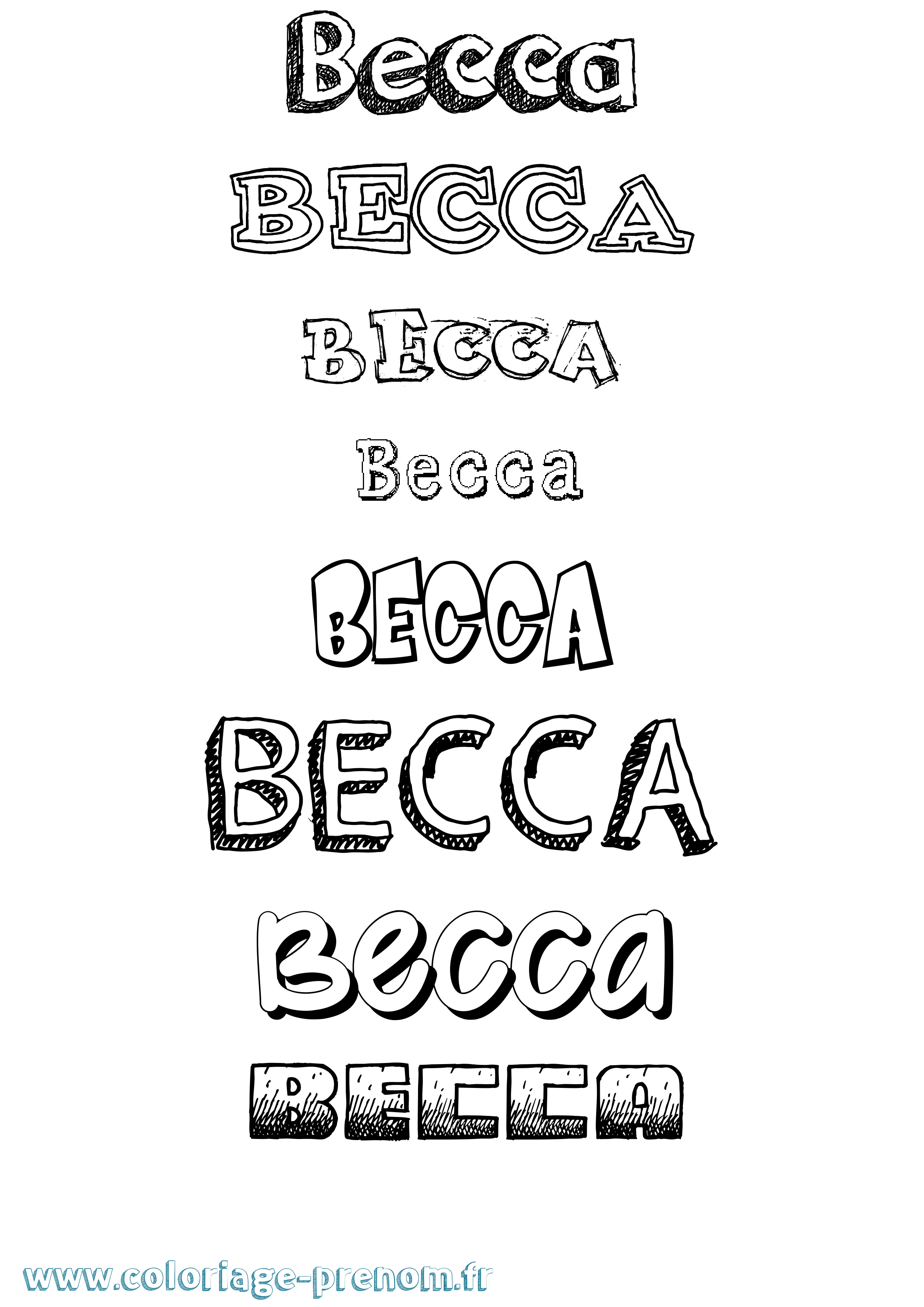 Coloriage Becca Dessiné Coloriage prénom Becca Dessiné