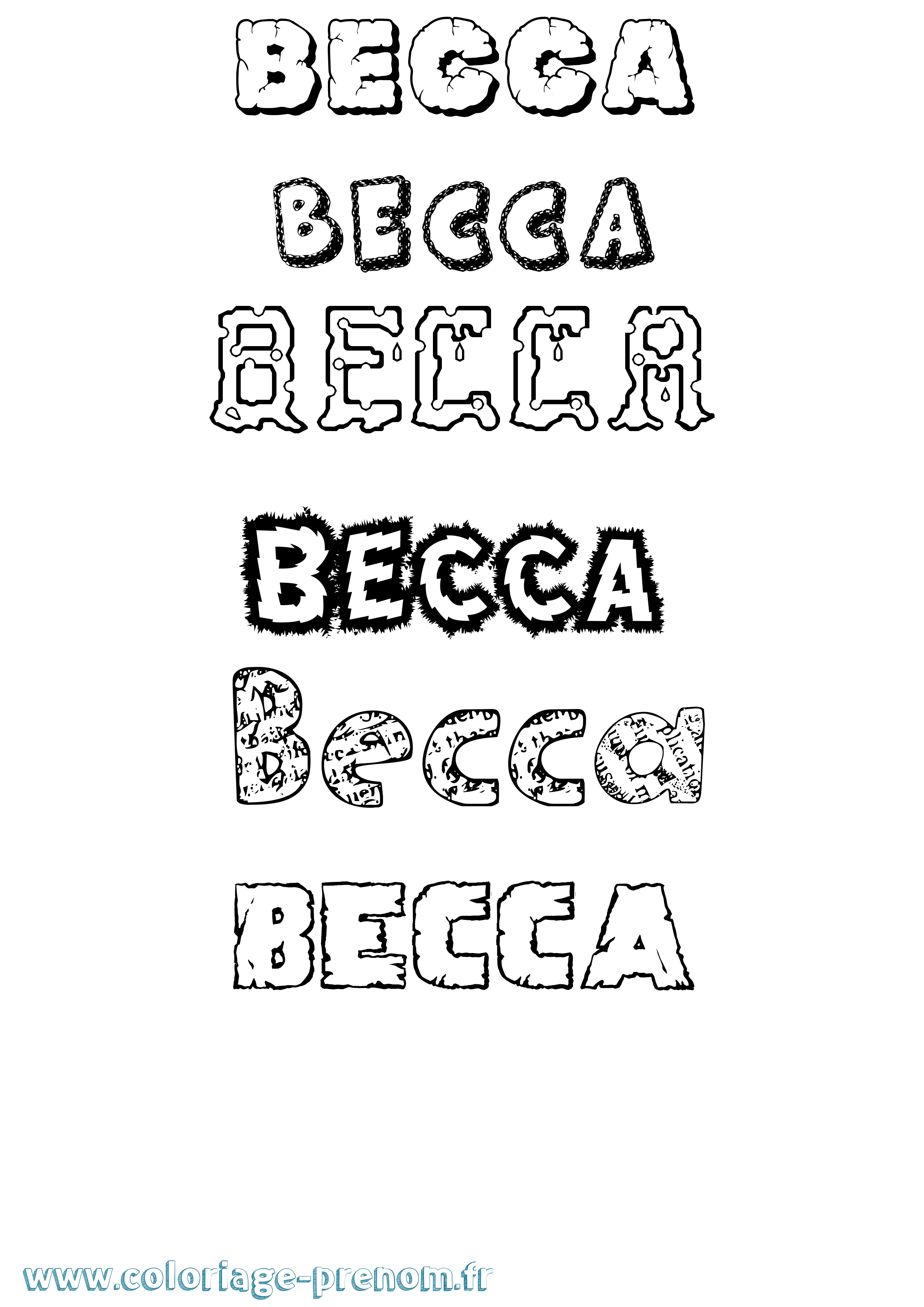 Coloriage Becca Destructuré Coloriage prénom Becca Destructuré