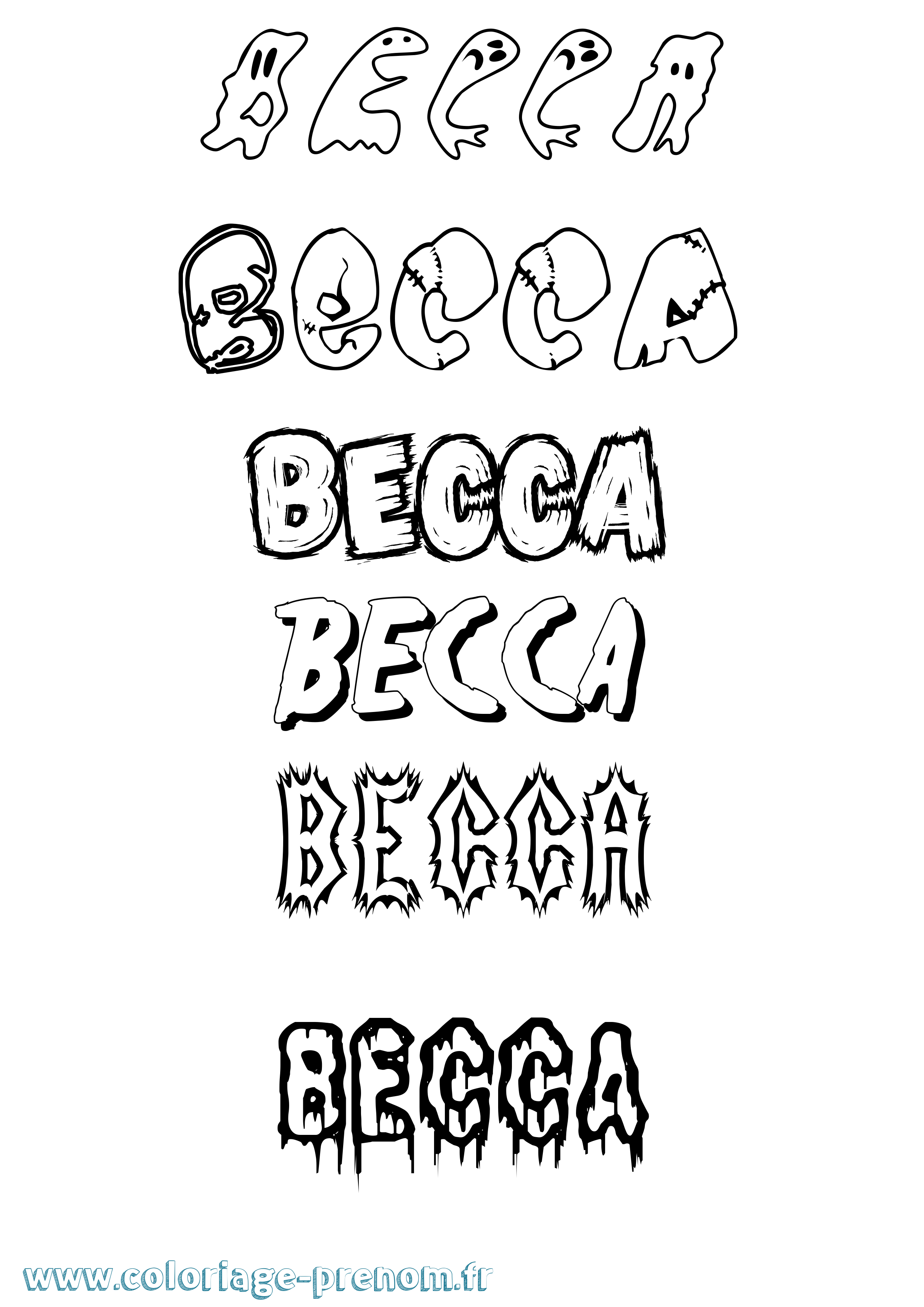 Coloriage Becca Frisson Coloriage prénom Becca Frisson