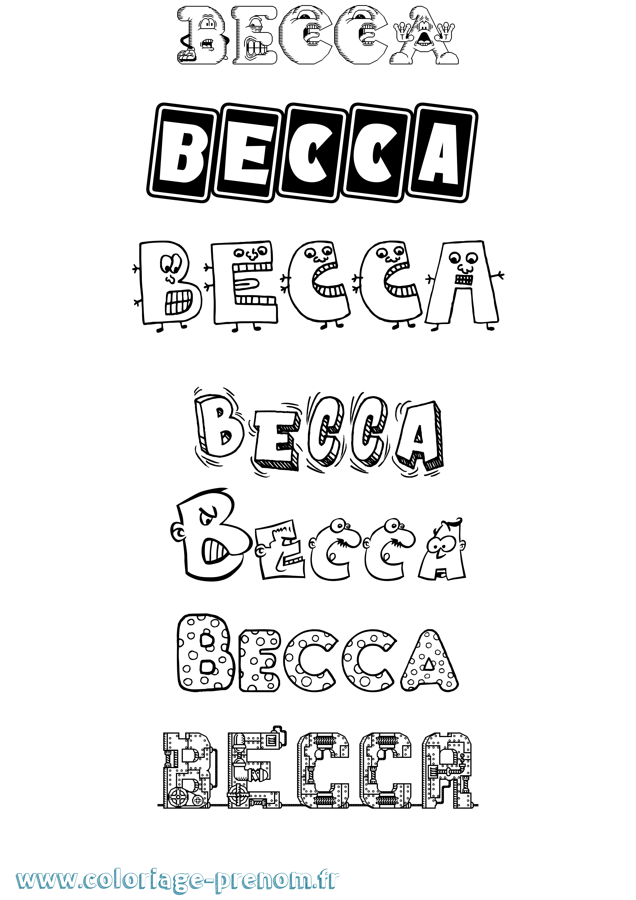 Coloriage Becca Fun Coloriage prénom Becca Fun