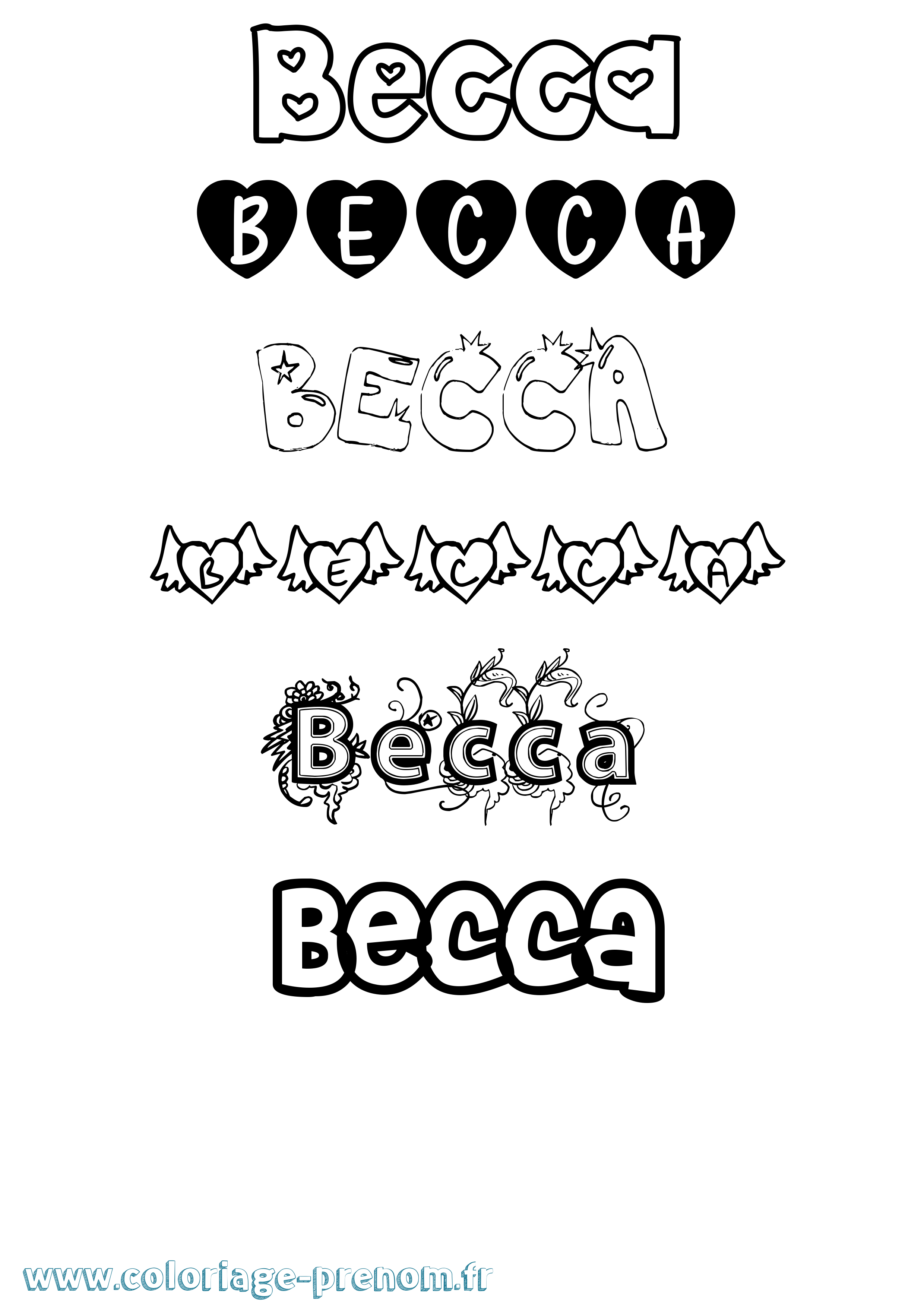 Coloriage Becca Girly Coloriage prénom Becca Girly