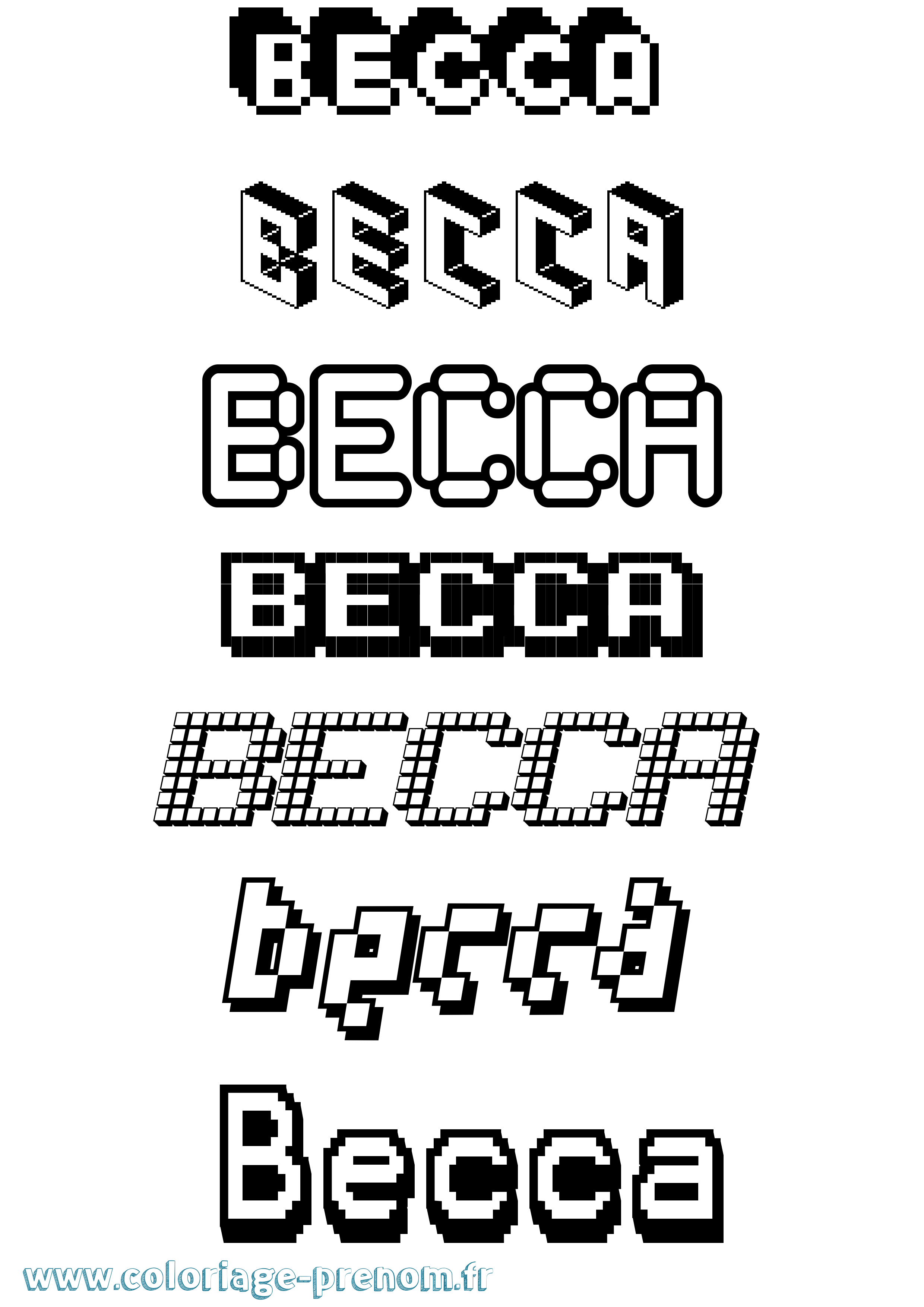 Coloriage Becca Pixel Coloriage prénom Becca Pixel