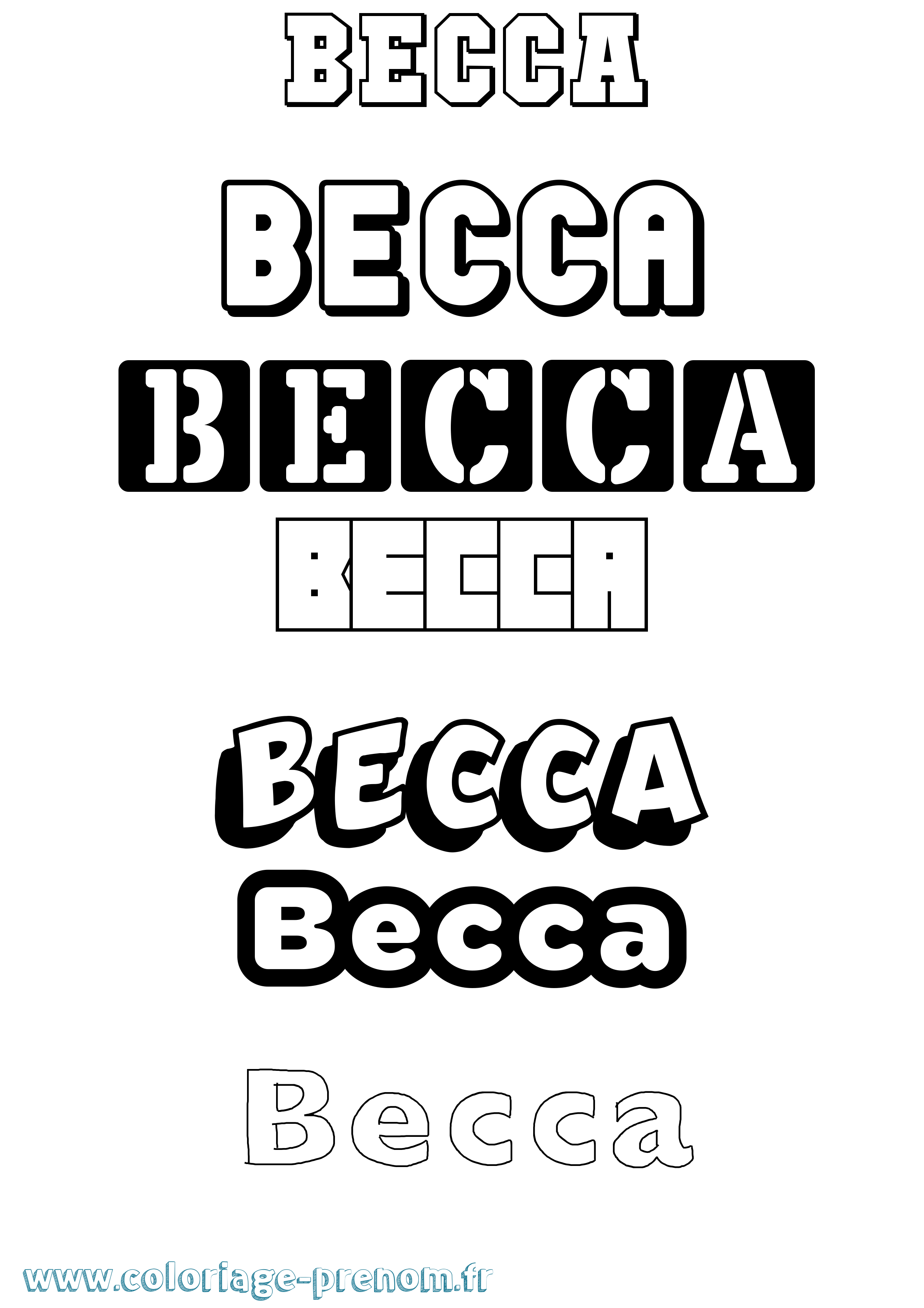 Coloriage Becca Simple Coloriage prénom Becca Simple