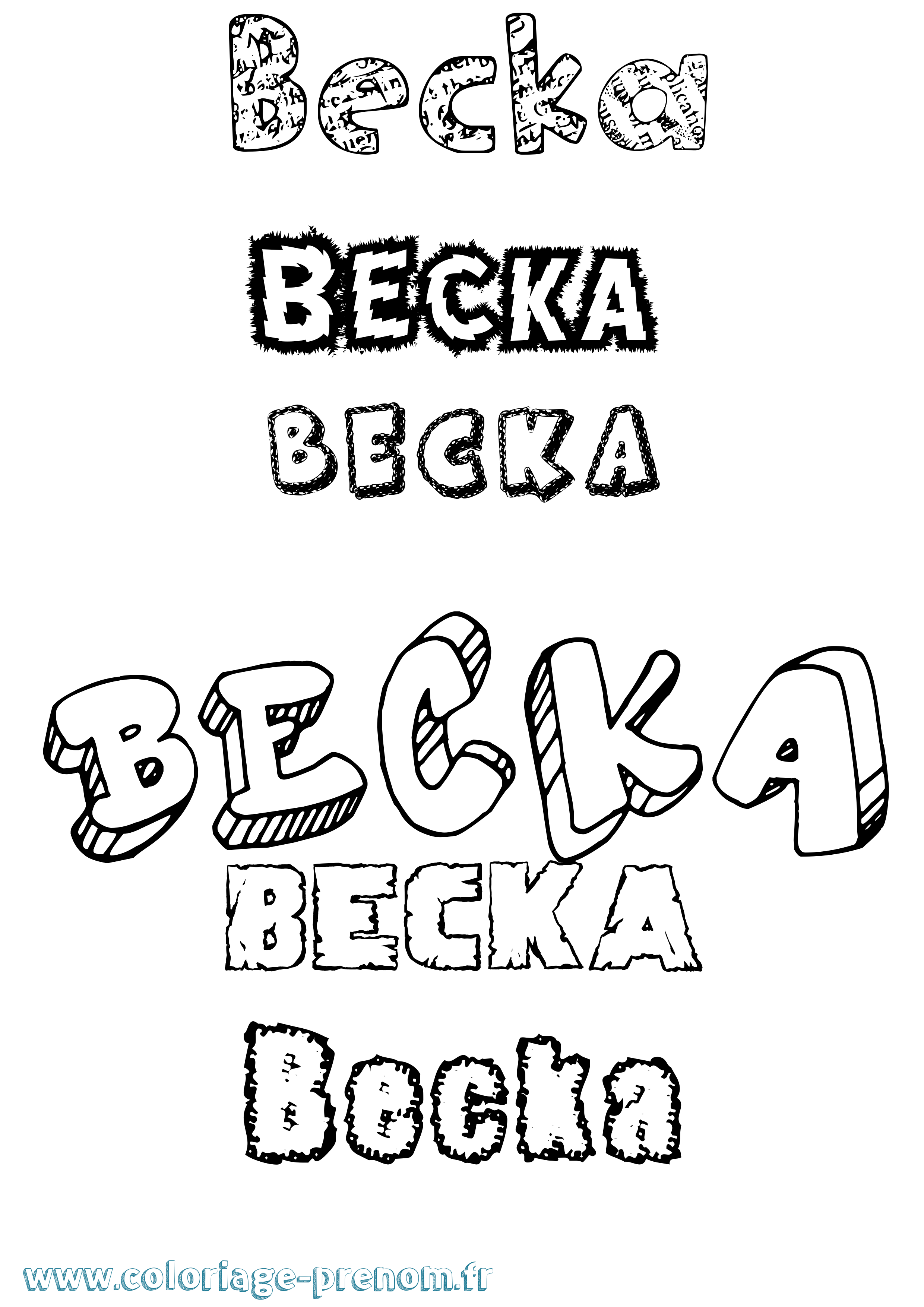 Coloriage prénom Becka Destructuré