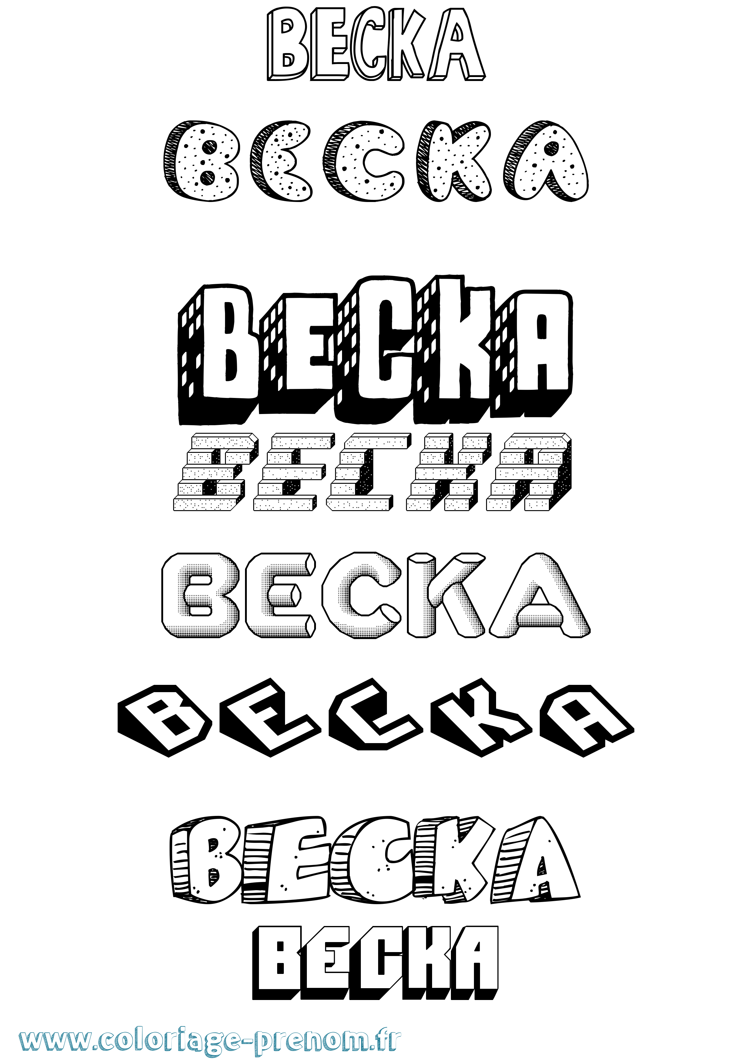 Coloriage prénom Becka Effet 3D