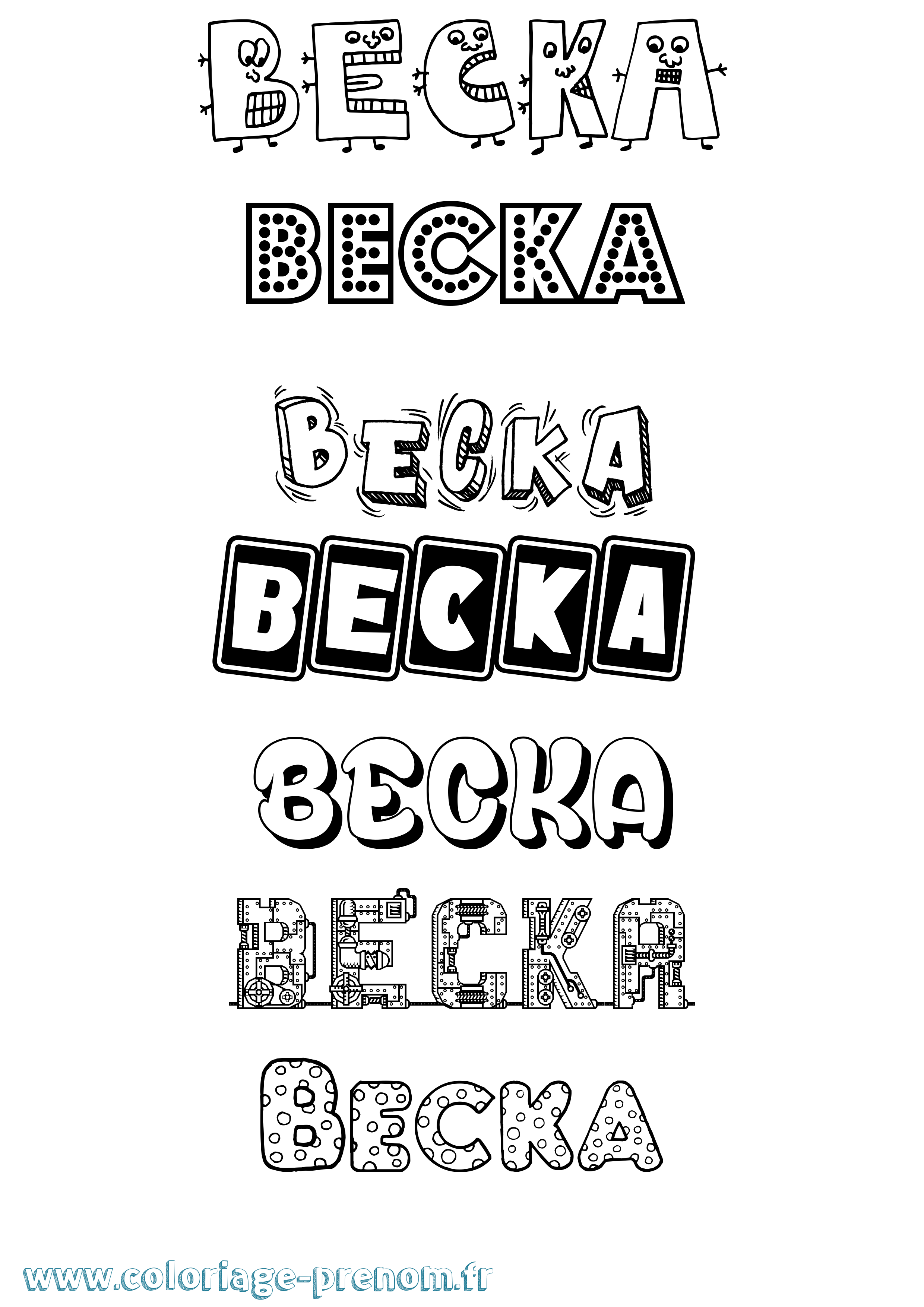 Coloriage prénom Becka Fun