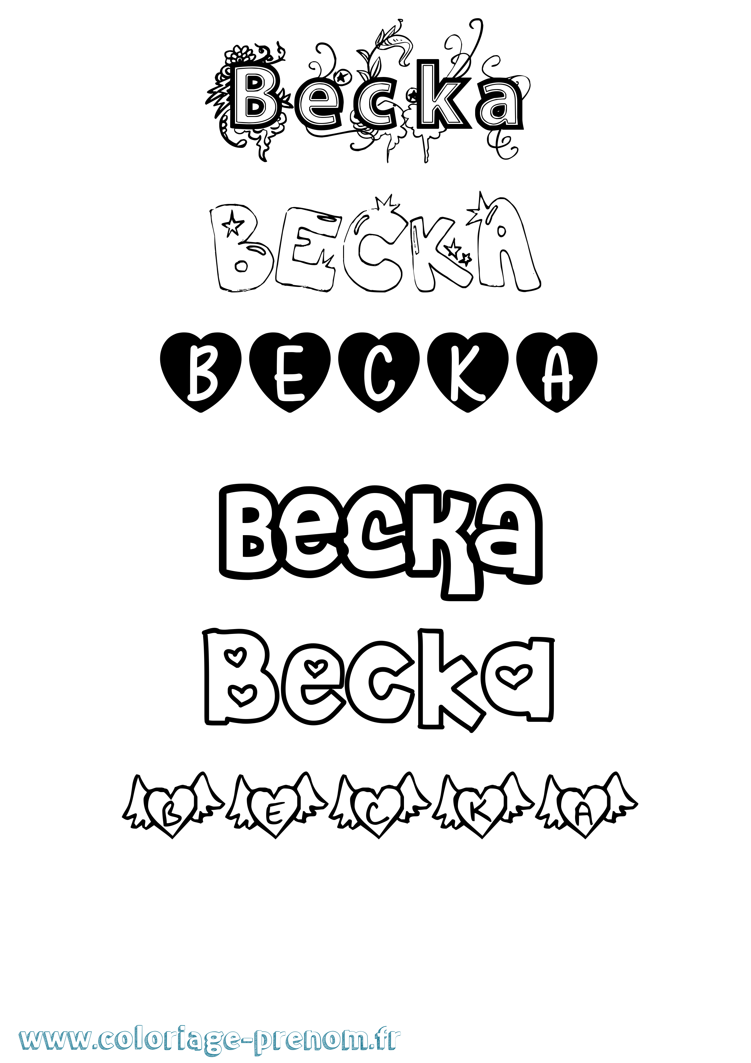 Coloriage prénom Becka Girly