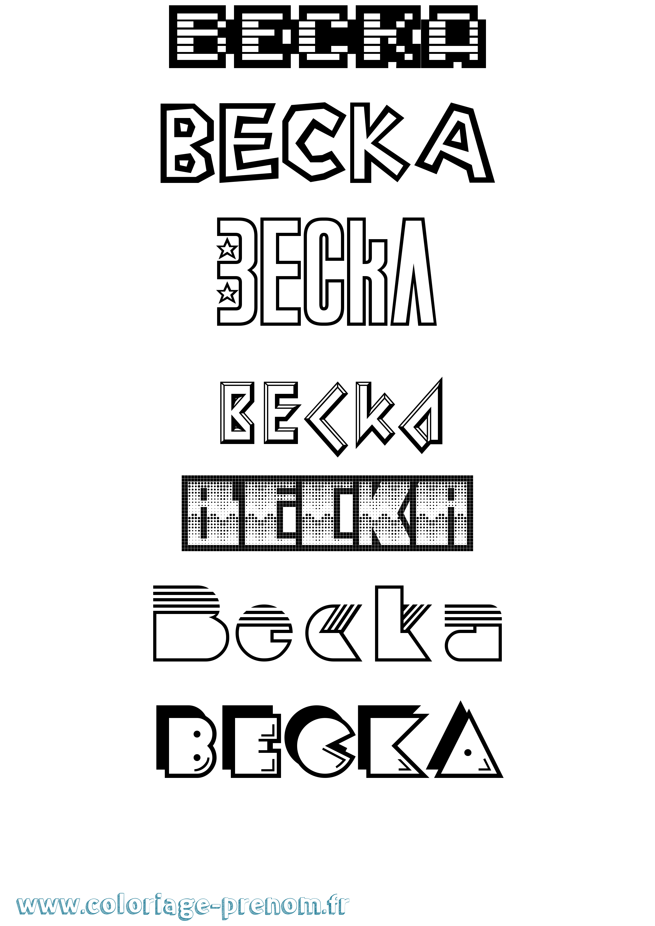 Coloriage prénom Becka Jeux Vidéos