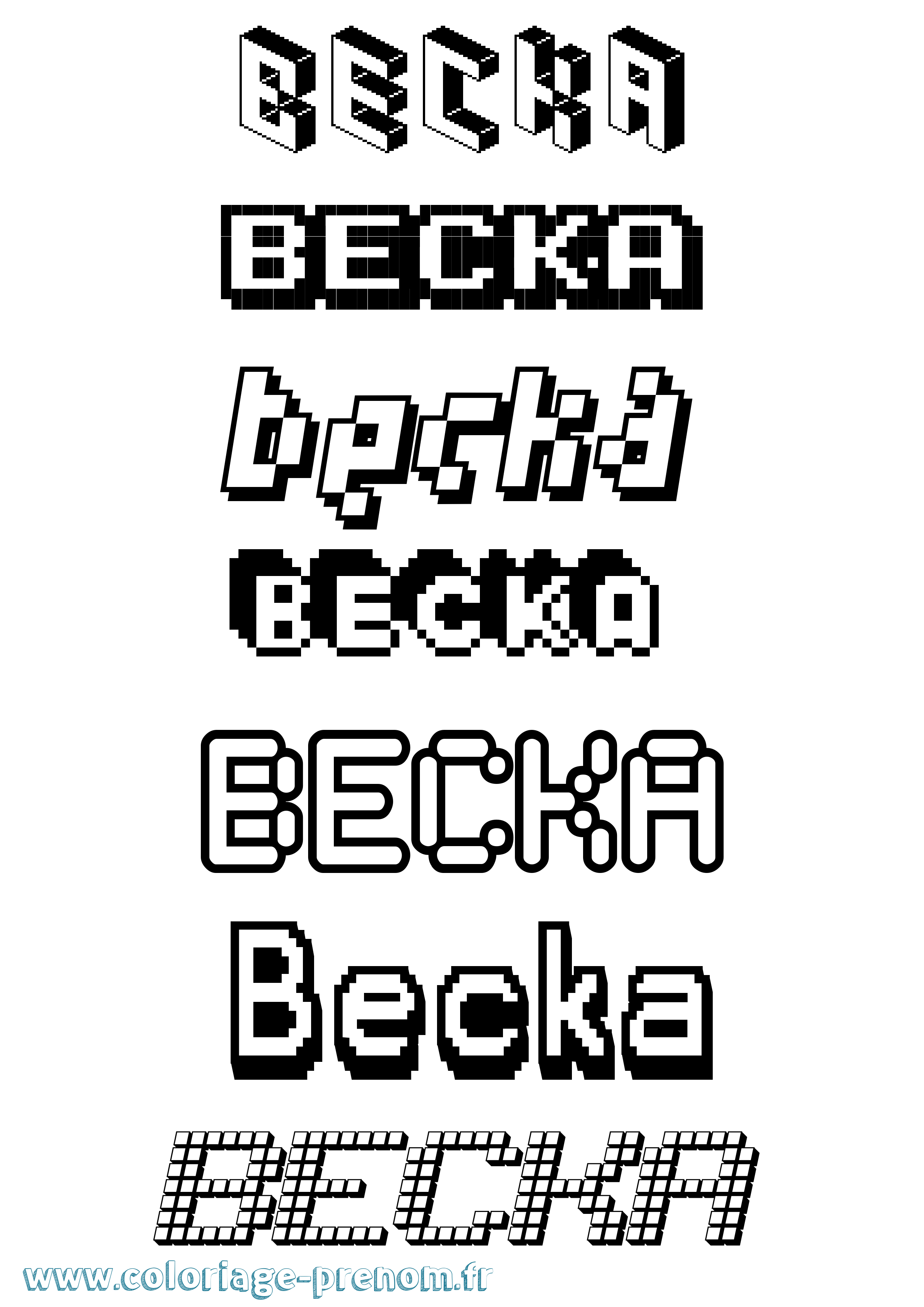 Coloriage prénom Becka Pixel