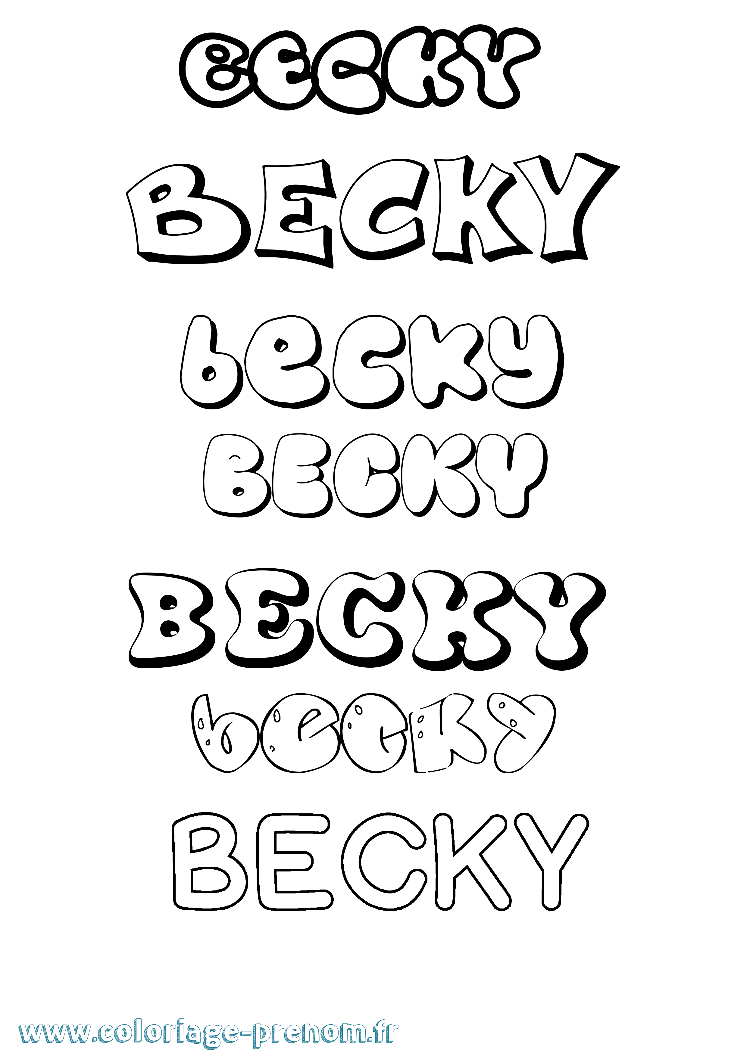 Coloriage prénom Becky Bubble