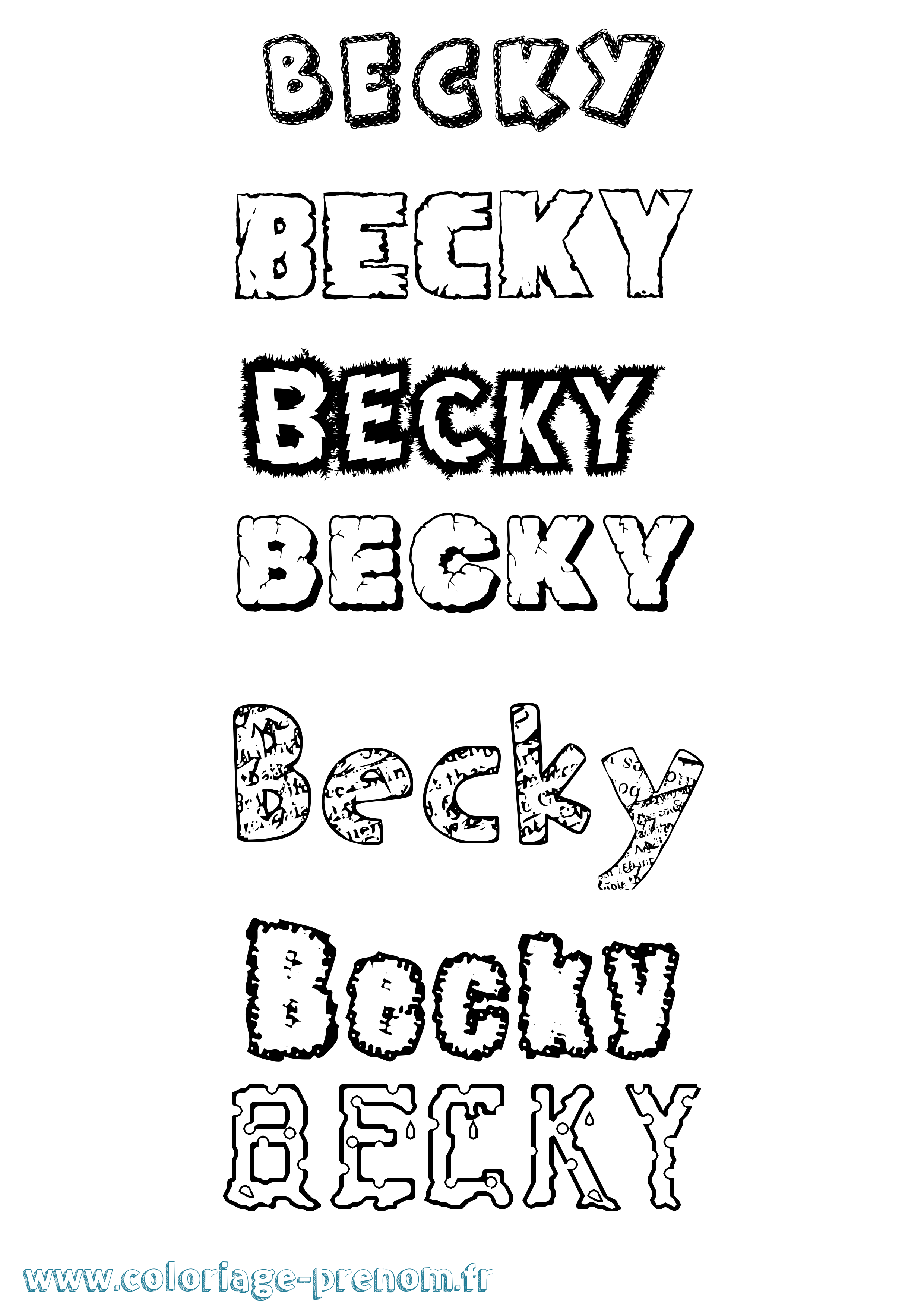 Coloriage prénom Becky Destructuré