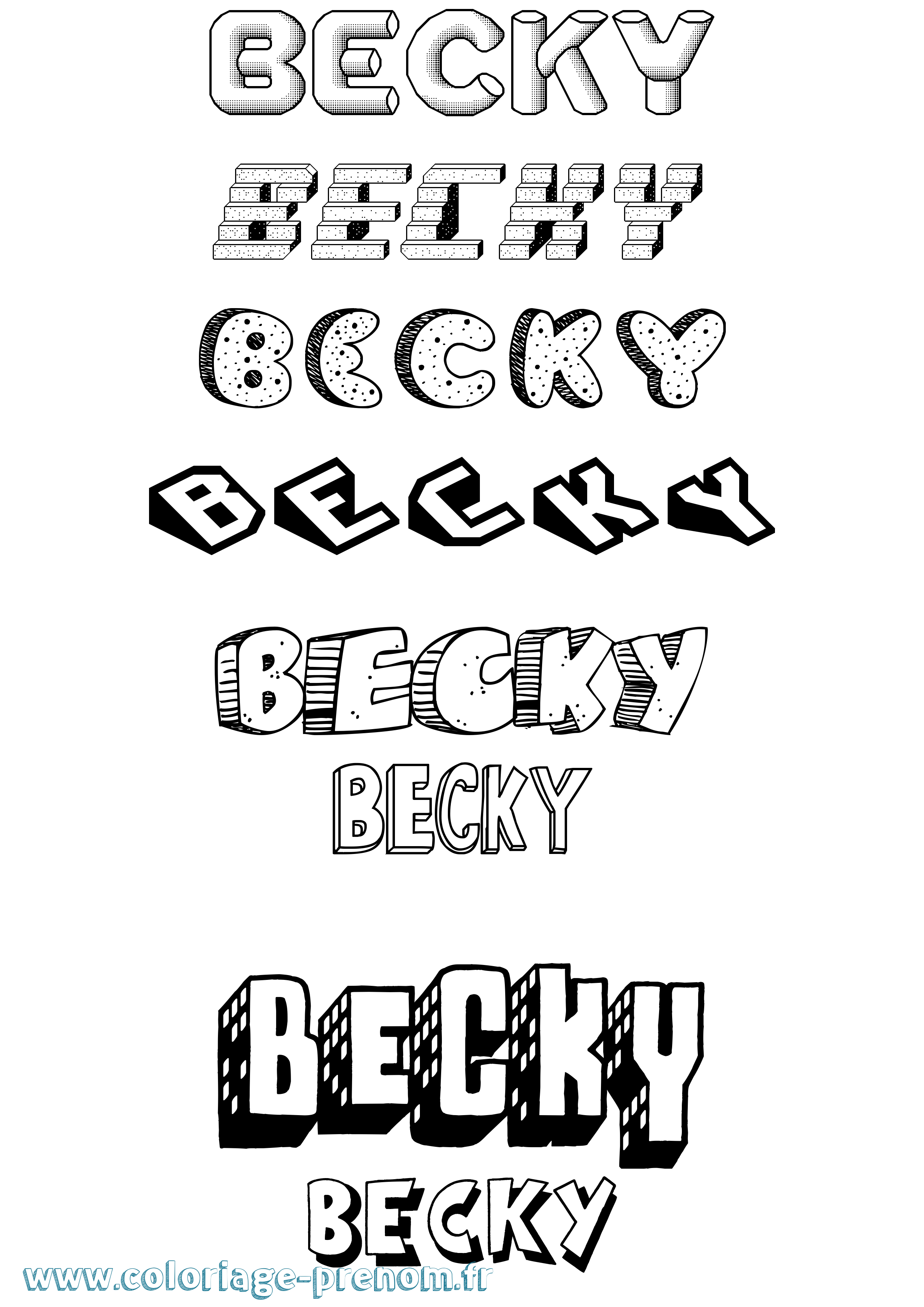 Coloriage prénom Becky Effet 3D