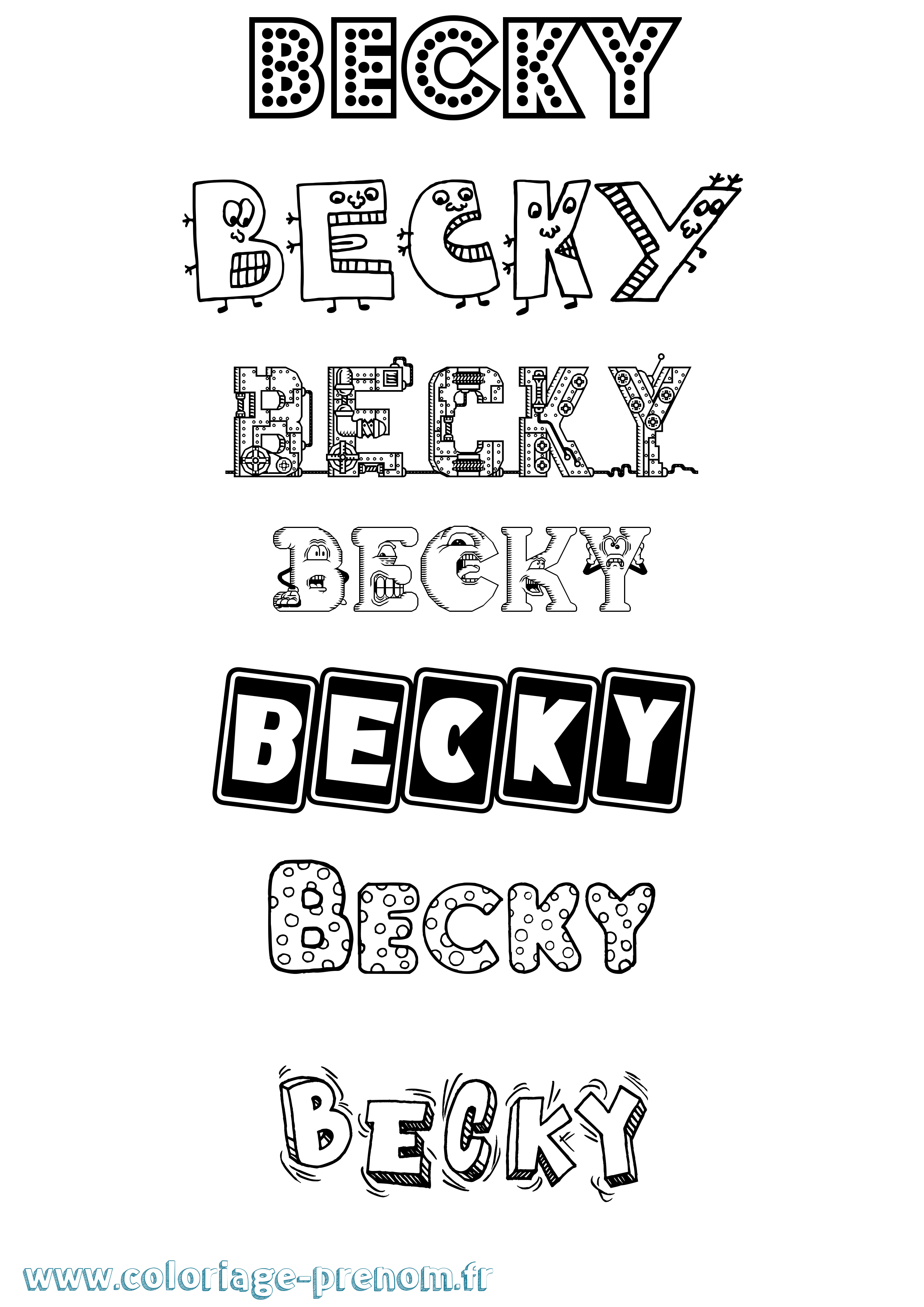 Coloriage prénom Becky Fun