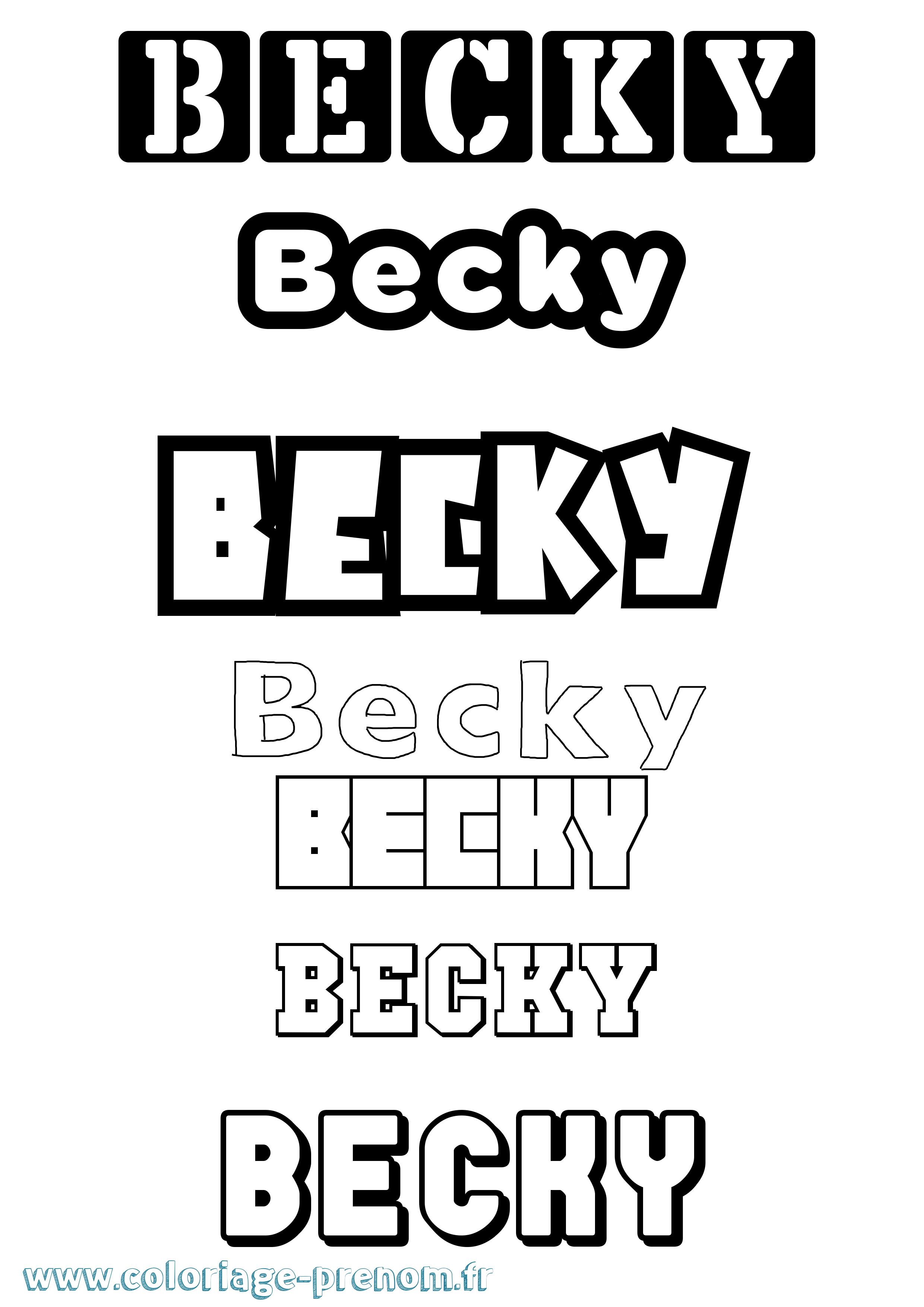 Coloriage prénom Becky Simple