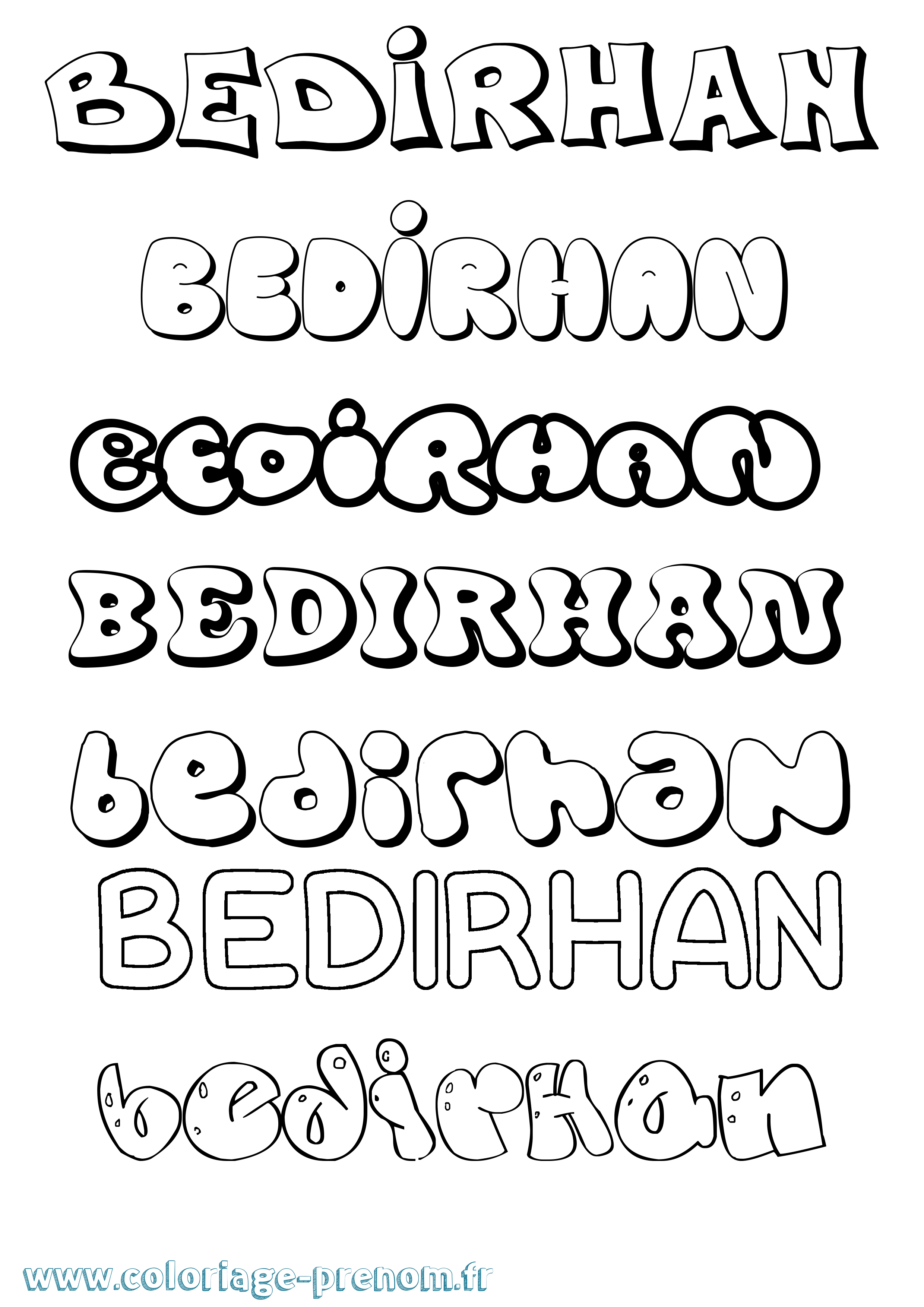 Coloriage Bedirhan Bubble Coloriage prénom Bedirhan Bubble