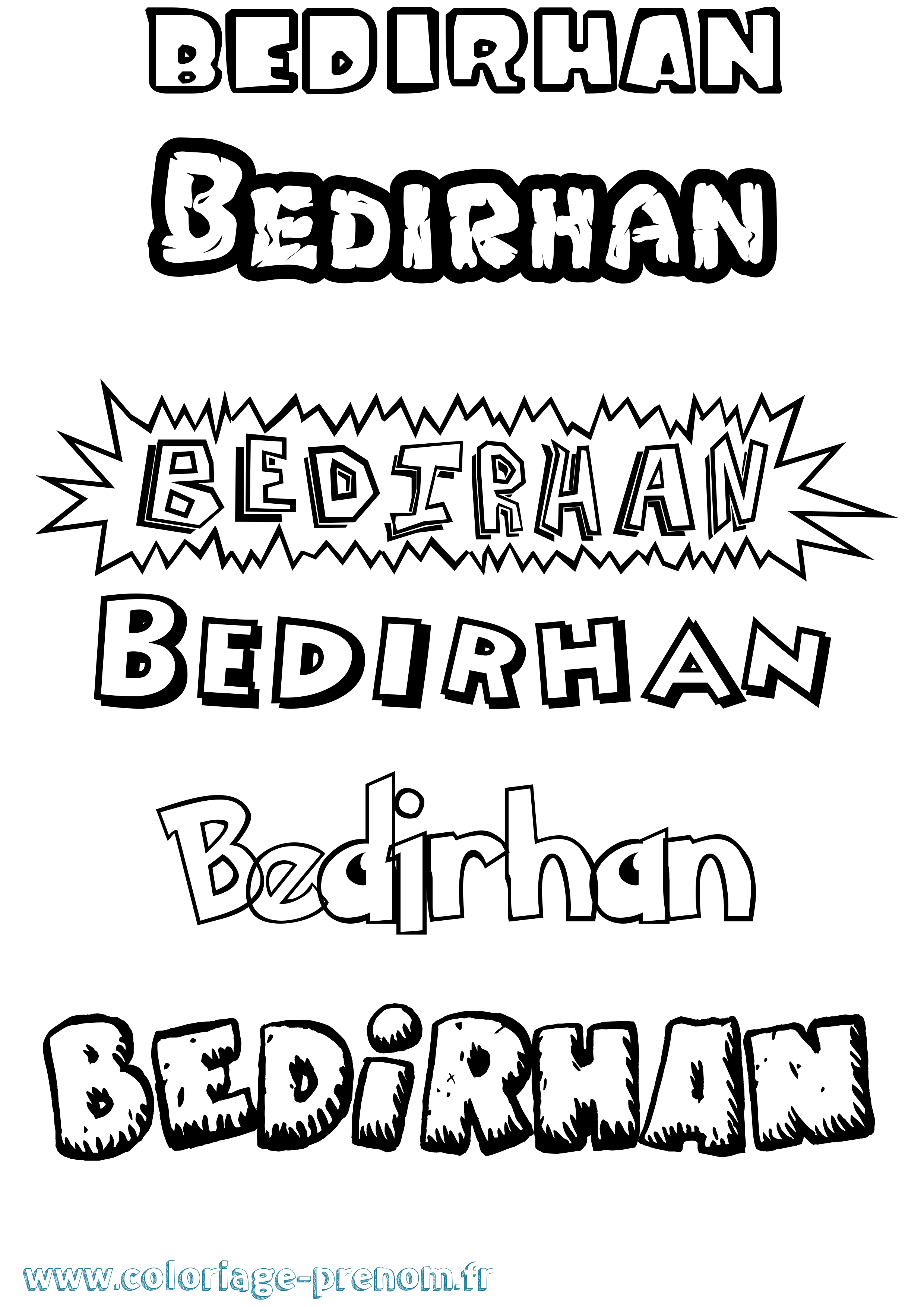 Coloriage Bedirhan Dessin Animé Coloriage prénom Bedirhan Dessin Animé