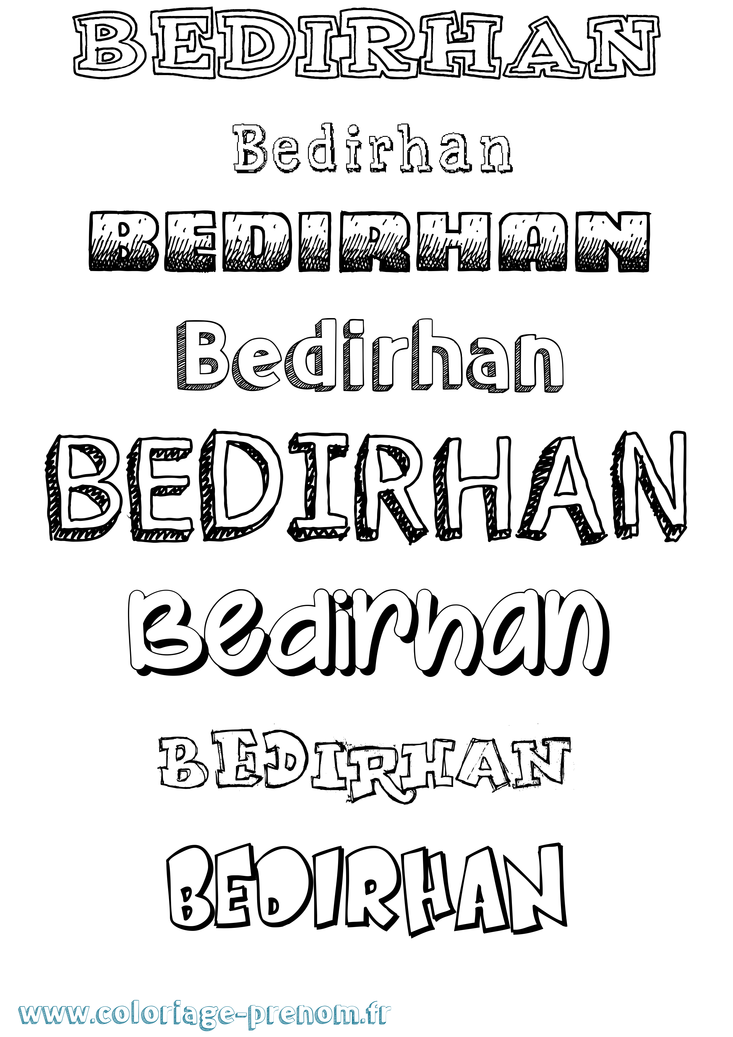 Coloriage Bedirhan Dessiné Coloriage prénom Bedirhan Dessiné