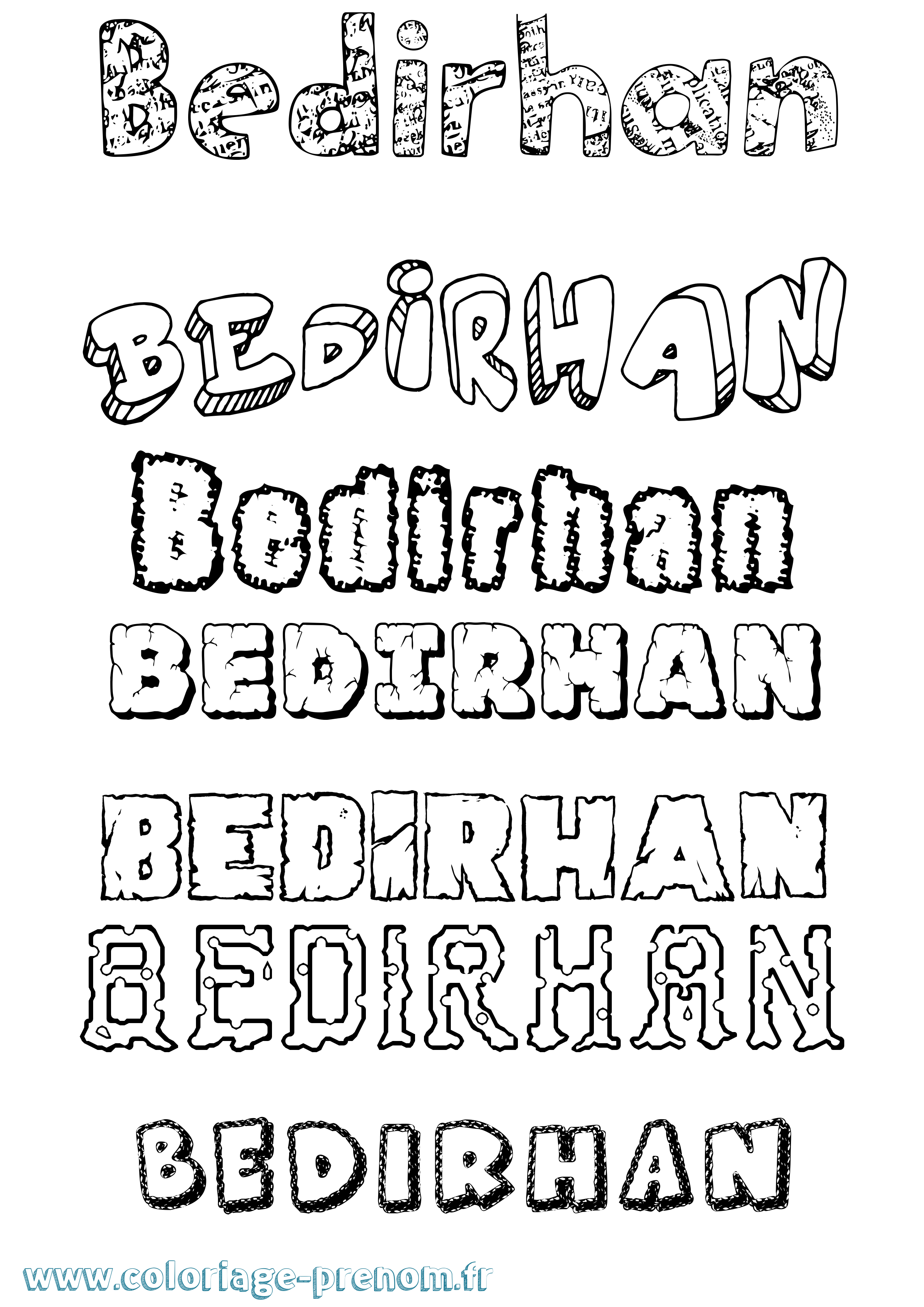Coloriage Bedirhan Destructuré Coloriage prénom Bedirhan Destructuré
