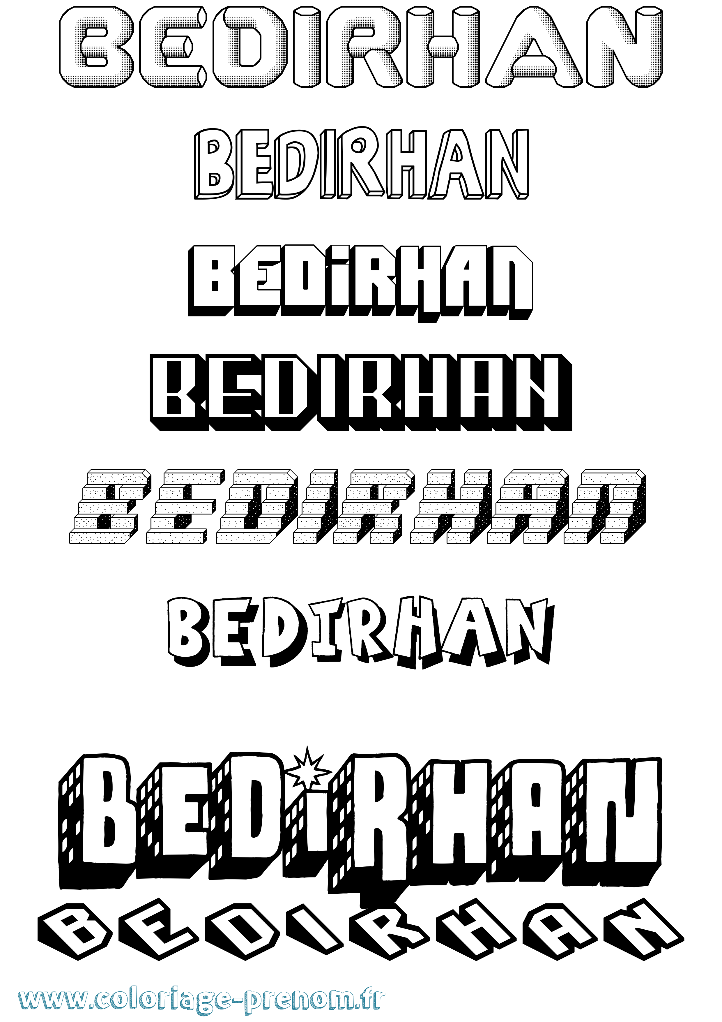 Coloriage Bedirhan Effet 3D Coloriage prénom Bedirhan Effet 3D