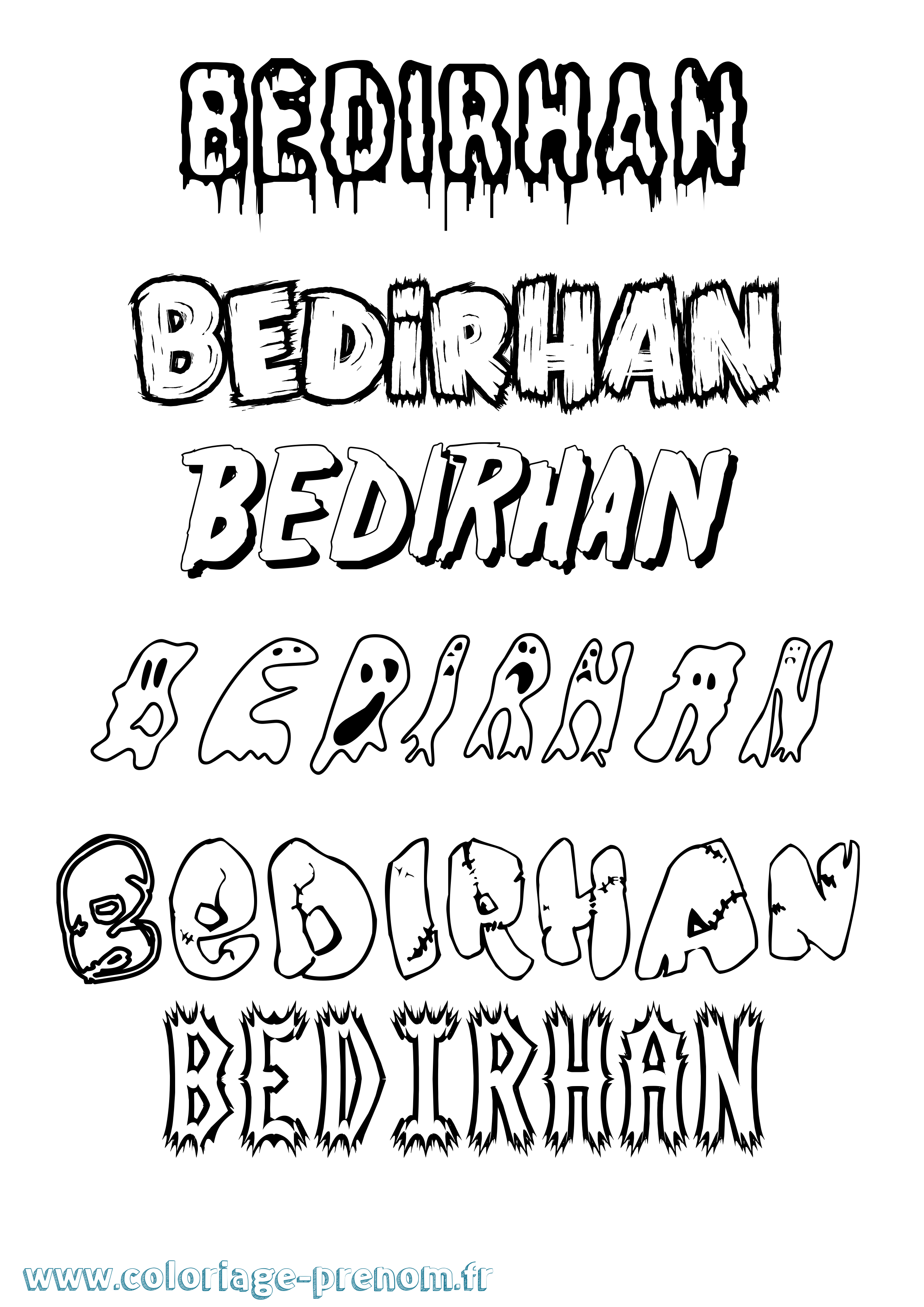Coloriage Bedirhan Frisson Coloriage prénom Bedirhan Frisson