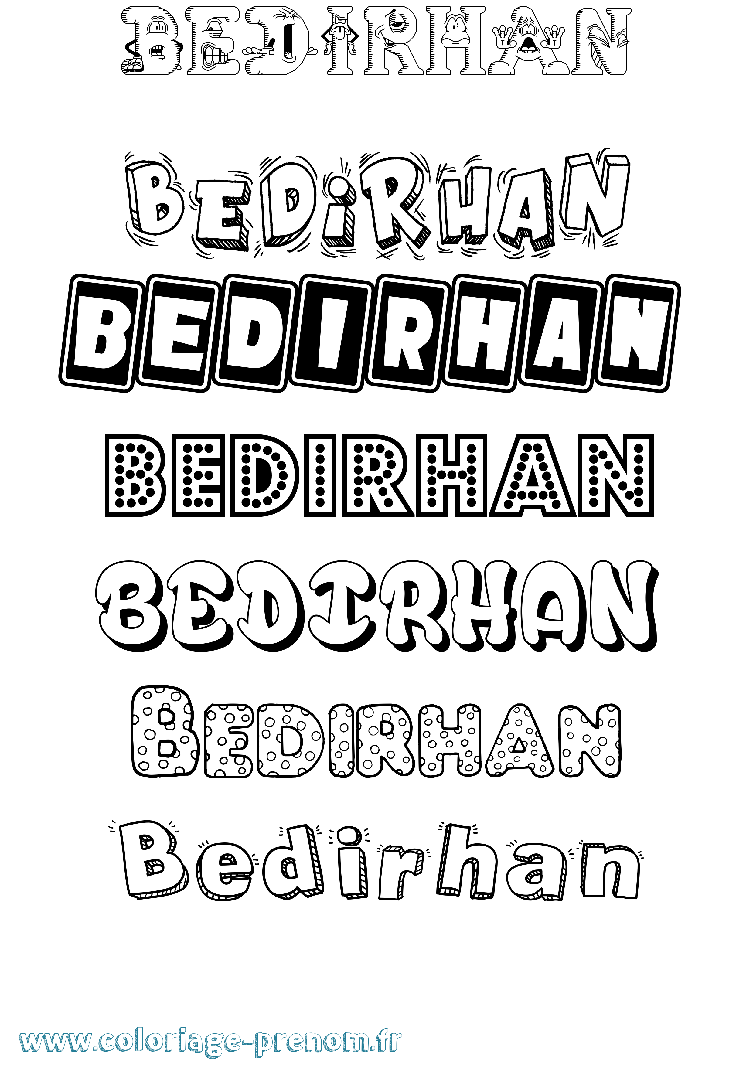 Coloriage Bedirhan Fun Coloriage prénom Bedirhan Fun