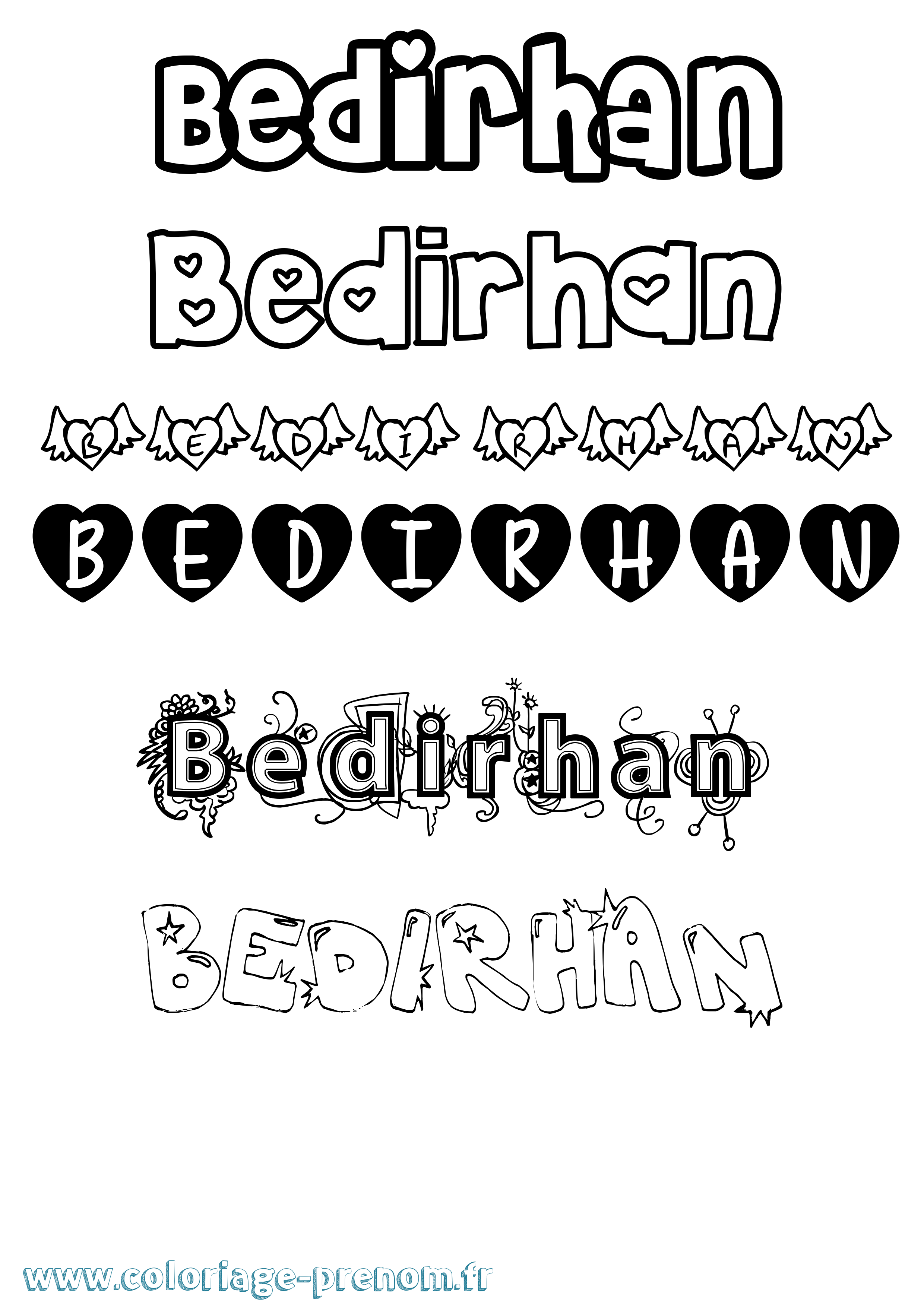 Coloriage Bedirhan Girly Coloriage prénom Bedirhan Girly