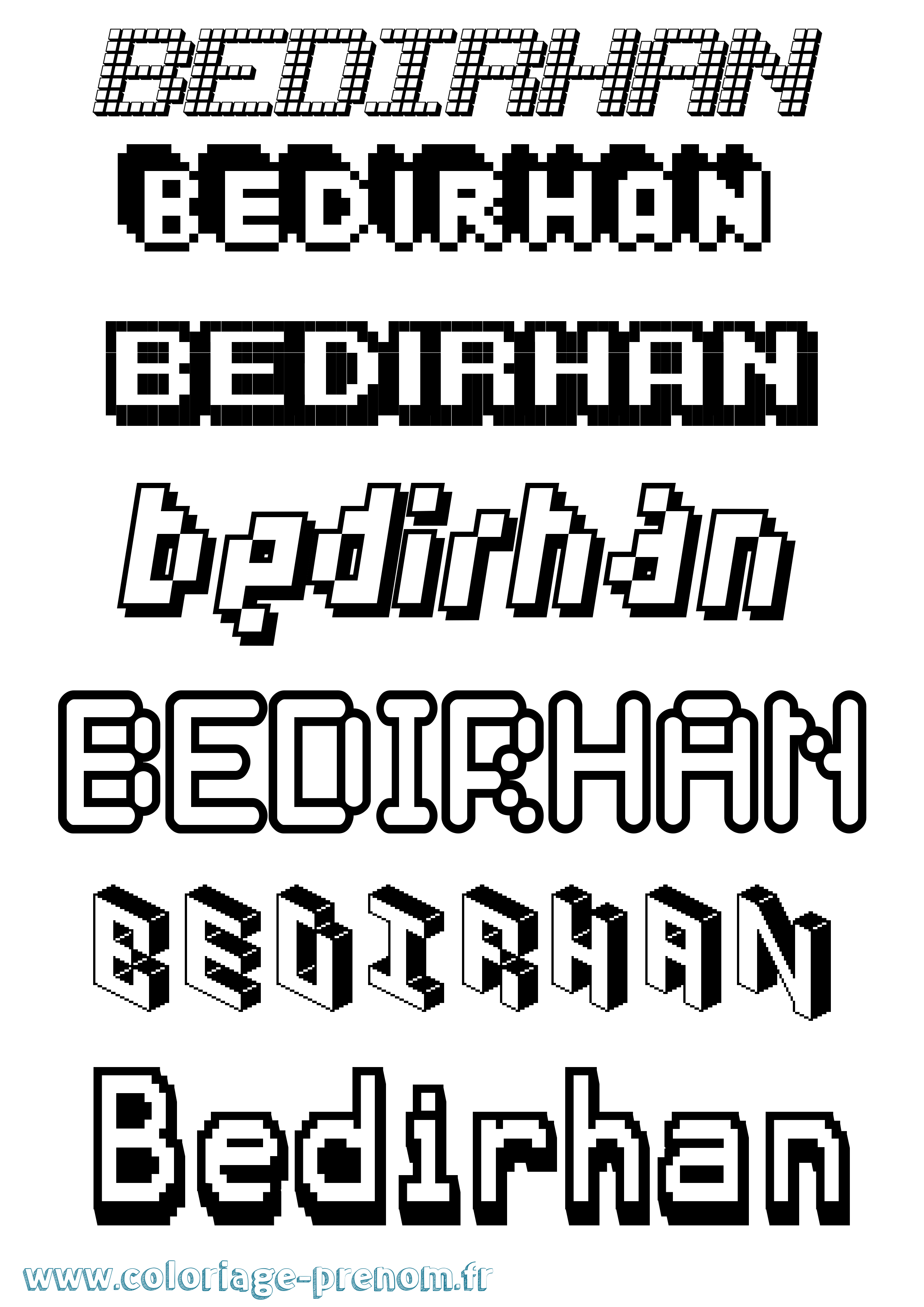 Coloriage Bedirhan Pixel Coloriage prénom Bedirhan Pixel